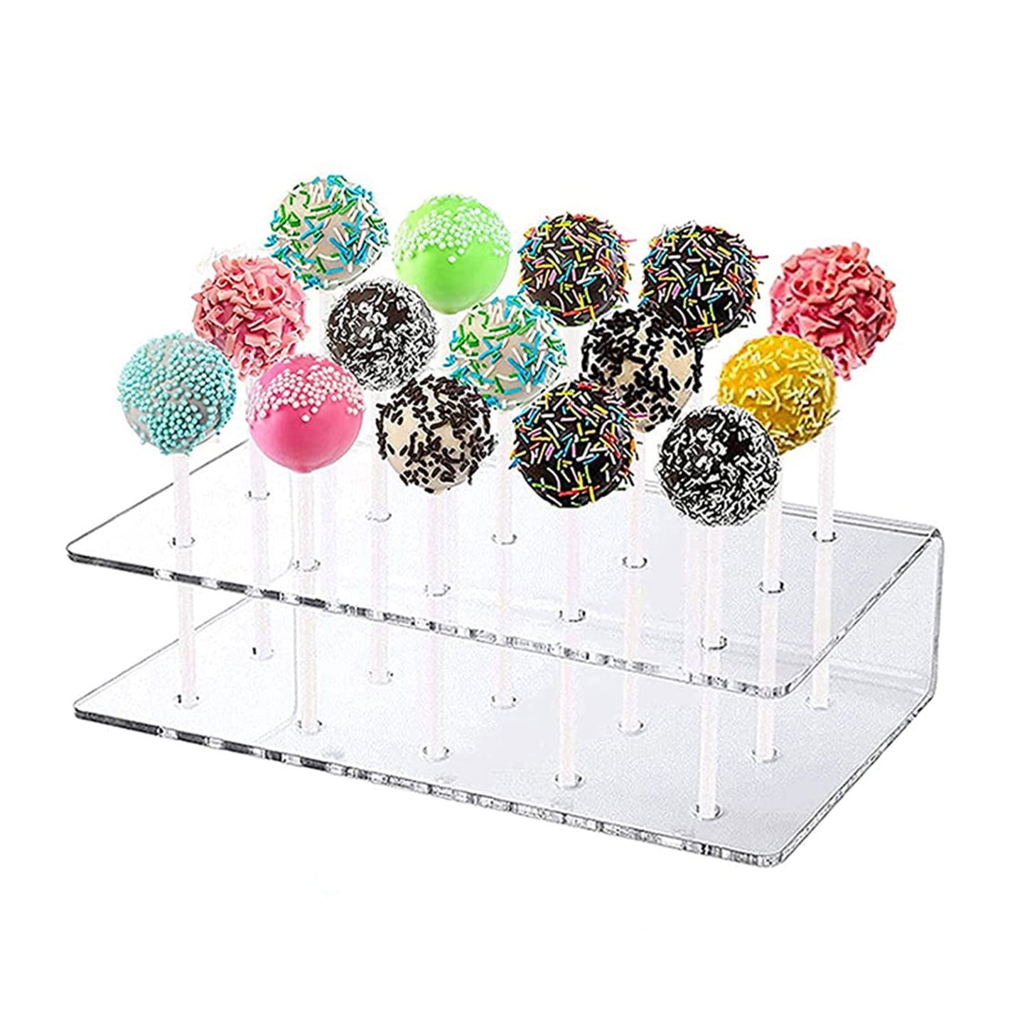Cake Pop Stand 15 Holes Lollipop Display Stand, Acrylic Clear Cake Pop Holder Lollipop Display for Dessert Table Weddings Birthday Party Halloween Candy Decorative, 6.2x3.5x1.5 6.2" x 3.5" x 1.5" Clear