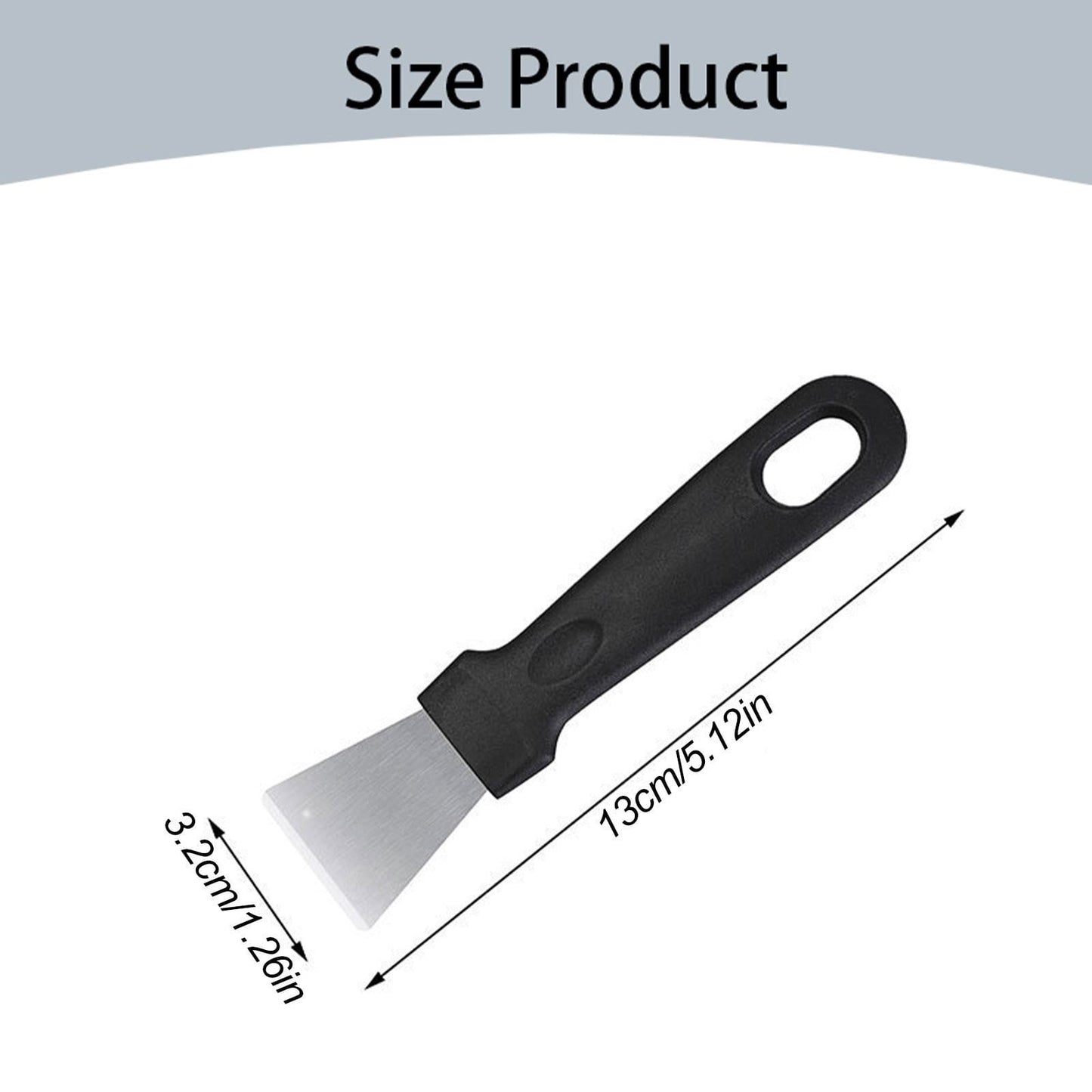 Stainless Steel Scrapers, Multifunctional Scraper Cleaning Tool for Cookware, Stovetop, Adhesive, Oven Racks, Grout, Grill, Glass, Durable Scraper for Kitchen, Home, 1 Pcs, 5.12x1.26 5.12" x 1.26" Black