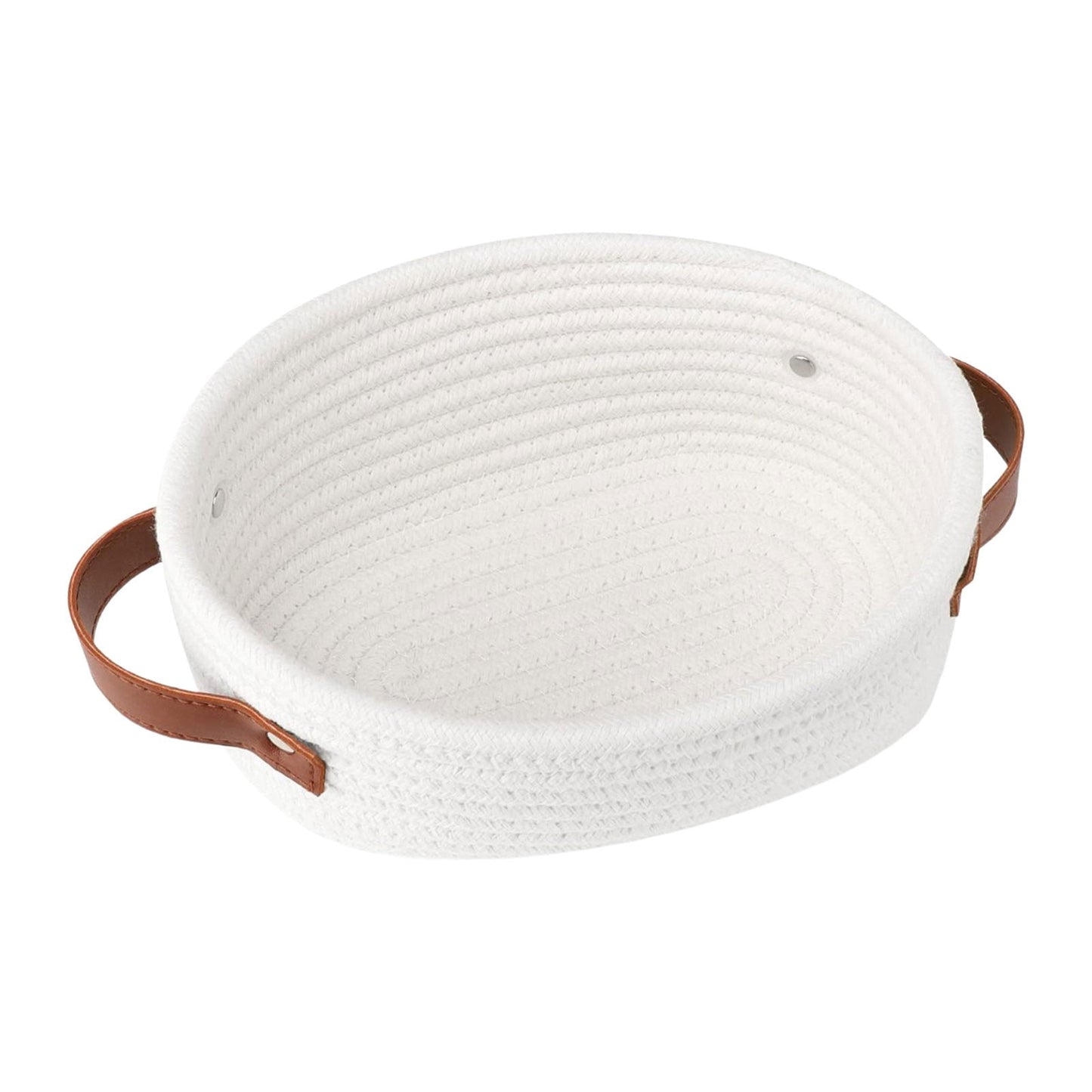 Small Cat Ears Toy Organizer, Woven Cotton Rope Basket, Decorative Nursery Bins & Boxes Gift Basket Empty for Pet Toy Storage, 1 Pcs, 7.8x3.93 12.59" x 9.44" x 5.11" White