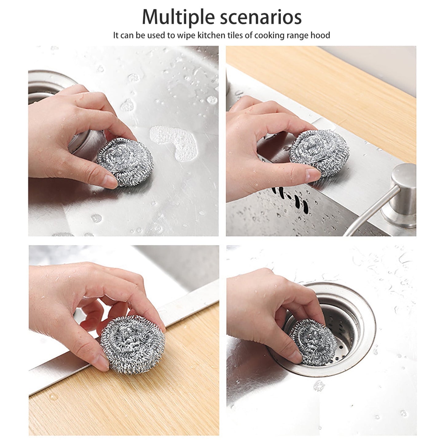 6Pcs Stainless Steel Scrubber,Heavy-Duty Curled Flat Wire Scouring Pad,Steel Wool Scrubber Pads For Cleaning Dishes, Pans, Pots, Ovens, Grills, Sinks - Stainless Steel Scrubbers For Kitchen,6pcs 12PCS