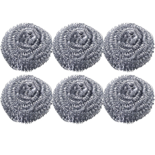 6Pcs Stainless Steel Scrubber,Heavy-Duty Curled Flat Wire Scouring Pad,Steel Wool Scrubber Pads For Cleaning Dishes, Pans, Pots, Ovens, Grills, Sinks - Stainless Steel Scrubbers For Kitchen 6pcs