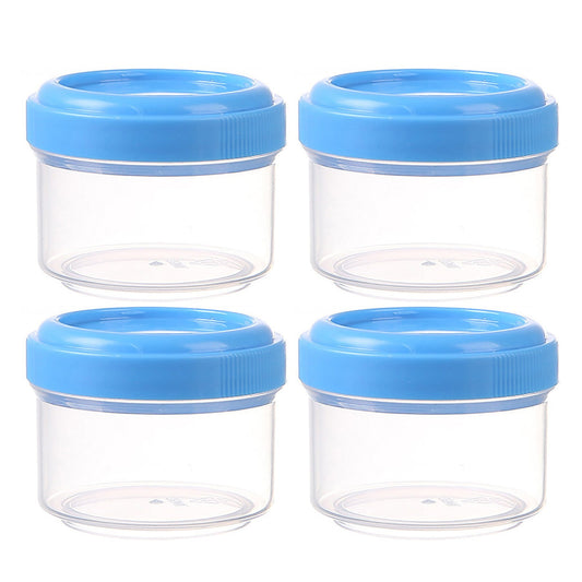 4Pcs Clear Plastic Jars With Lids,Small Plastic Storage Jars With Screw On Lids,Mini Wide-Mouth Refillable Storage Containers,Empty Round Containers For Candy,Beads,Lotion,Food Storage,Red Blue