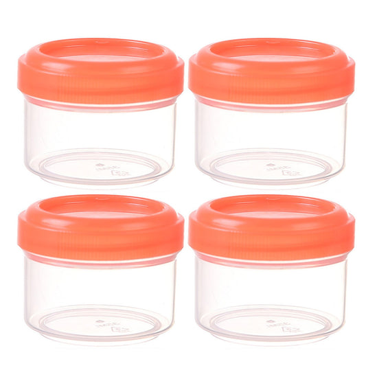 4Pcs Clear Plastic Jars With Lids,Small Plastic Storage Jars With Screw On Lids,Mini Wide-Mouth Refillable Storage Containers,Empty Round Containers For Candy,Beads,Lotion,Food Storage,Red Orange