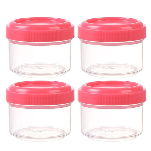 4Pcs Clear Plastic Jars With Lids,Small Plastic Storage Jars With Screw On Lids,Mini Wide-Mouth Refillable Storage Containers,Empty Round Containers For Candy,Beads,Lotion,Food Storage Red