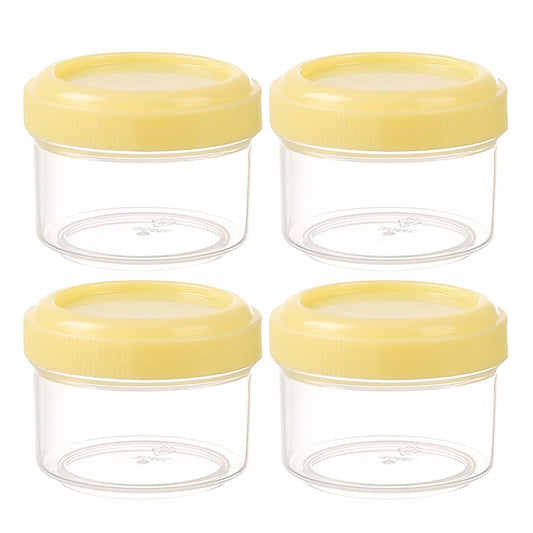 4Pcs Clear Plastic Jars With Lids,Small Plastic Storage Jars With Screw On Lids,Mini Wide-Mouth Refillable Storage Containers,Empty Round Containers For Candy,Beads,Lotion,Food Storage,Red Yellow