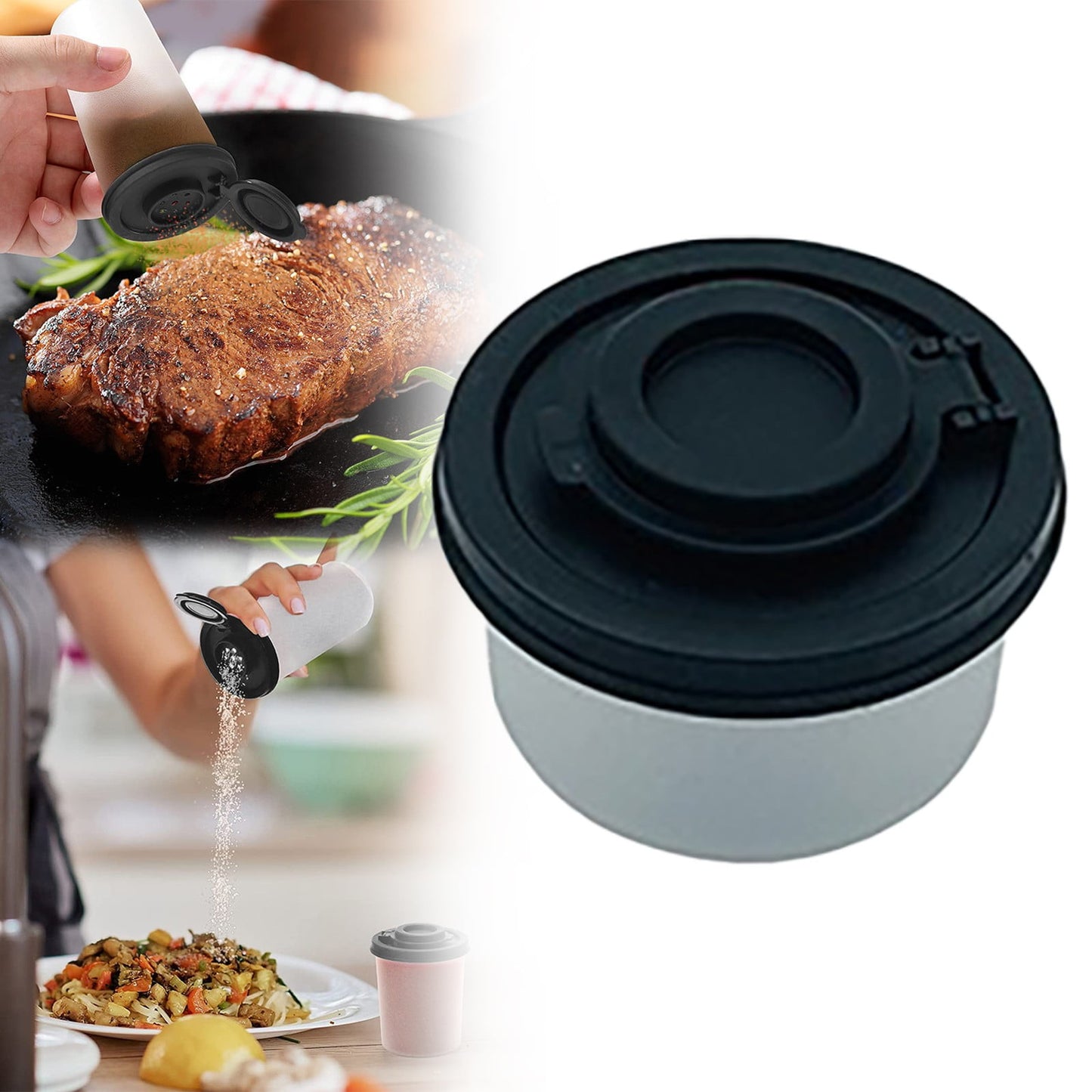 Salt And Pepper Shakers Moisture Proof ,Clear Plastic Condiment Bottles ,Salt Shaker For Camping Picnic Outdoors Kitchen Travel Spice Clear With Covers Lids Plastic Airtight Dispenser 2.17" x 1.57" x 1.77" Black