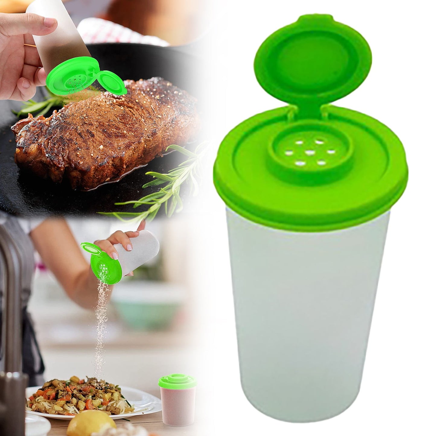 Salt And Pepper Shakers Moisture Proof ,Clear Plastic Condiment Bottles ,Salt Shaker For Camping Picnic Outdoors Kitchen Travel Spice Clear With Covers Lids Plastic Airtight Dispenser,Black 2.17" x 3.94" x 1.77" Green
