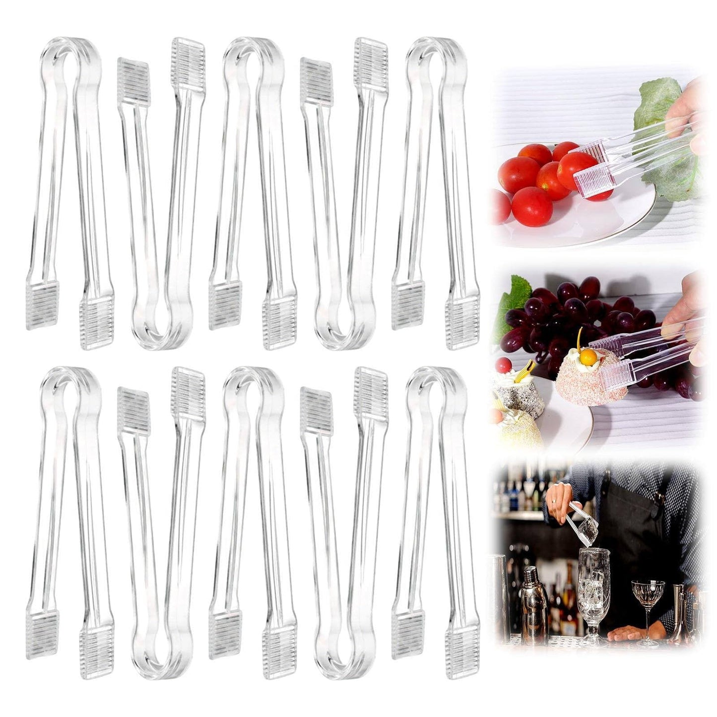 1Pcs Plastic Serving Tongs, 6.3 Inches Disposable Clear Plastic Tongs, Small Serving Tongs,Kitchen Mini Tongs,Small Serving Utensil Tongs For Party Food Buffet Appetizer Salad Catering Ice,(1PCS) 2PCS