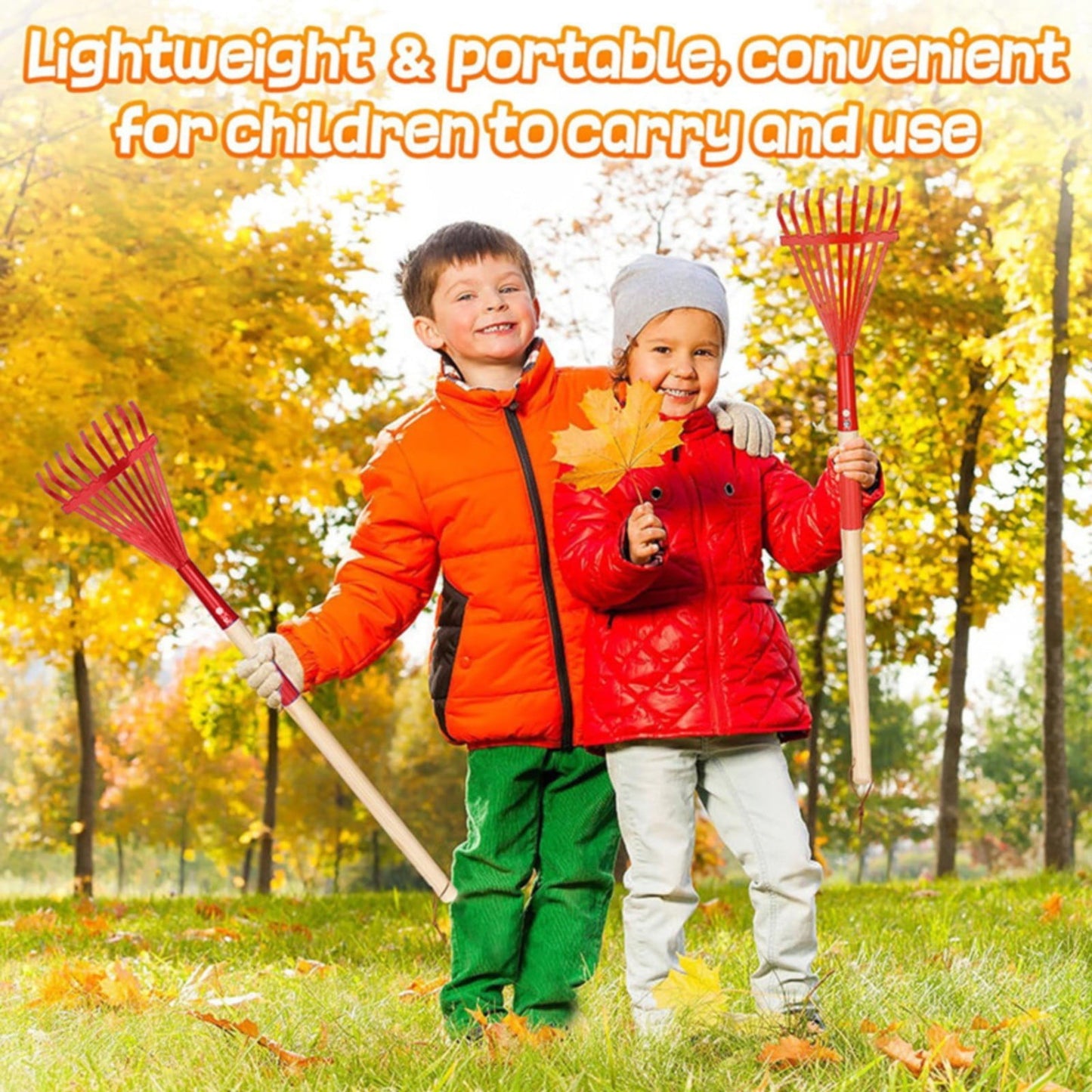 1Pcs Rake For Leaves,Rakes With Hardwood Handle,28" Small Rake With Durable Metal Head & Hardwood Handle, Mini Leaves Rake Lightweight & Cute Rakes With Heads Garden Tools Gifts,(Red) Red