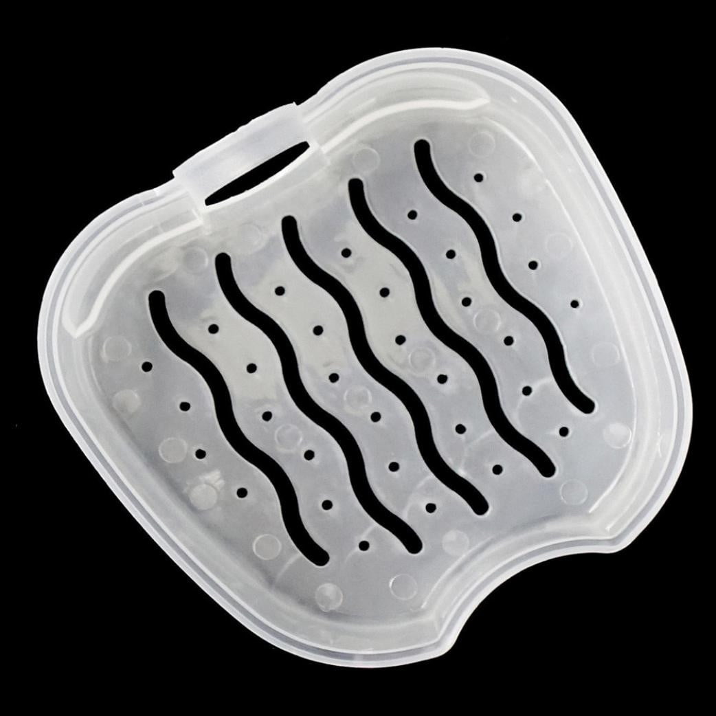 1Pcs Denture Bath Case Cup ,Dental Retainer Cleaner Case, Bath Box Mouthguard Storage Holder,Denture Case Box Holder Storage Soak Container With Strainer Basket For Travel Cleaning,(Dark Blue) Dark Blue