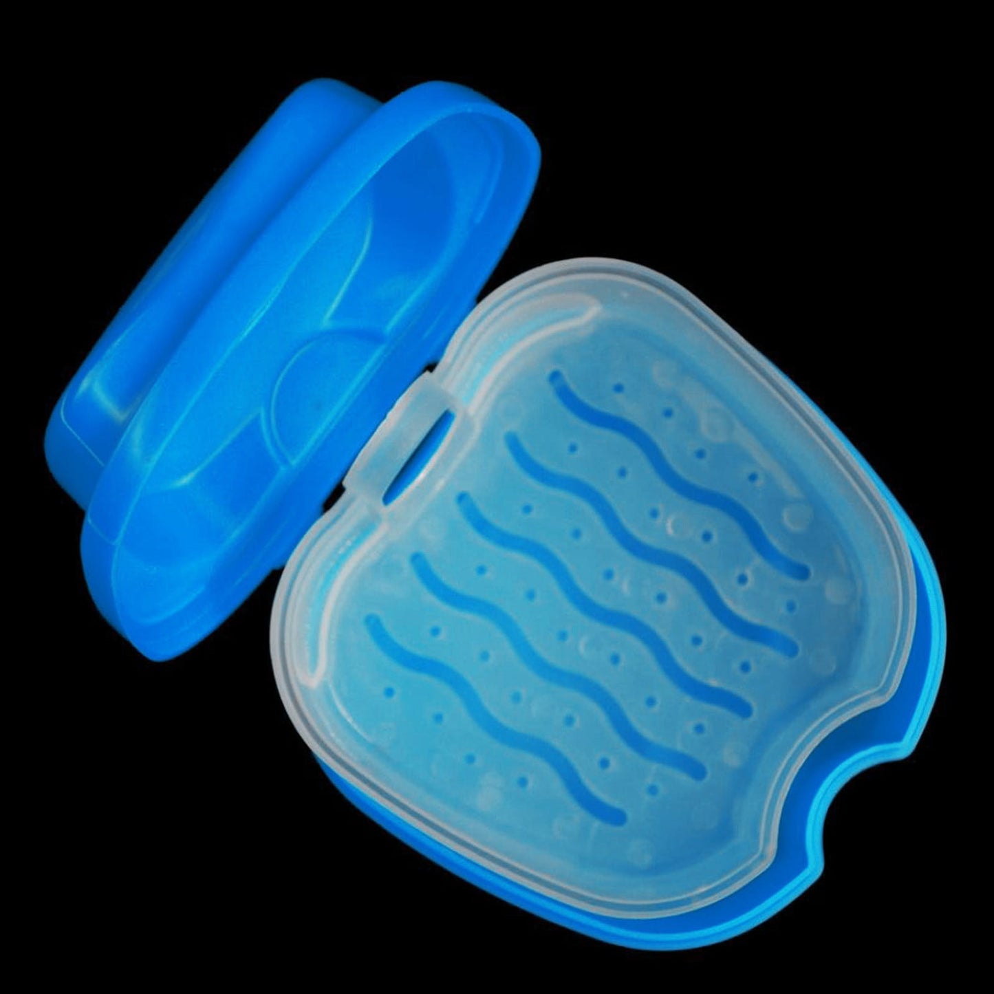 1Pcs Denture Bath Case Cup ,Dental Retainer Cleaner Case, Bath Box Mouthguard Storage Holder,Denture Case Box Holder Storage Soak Container With Strainer Basket For Travel Cleaning,(Dark Blue) Dark Blue