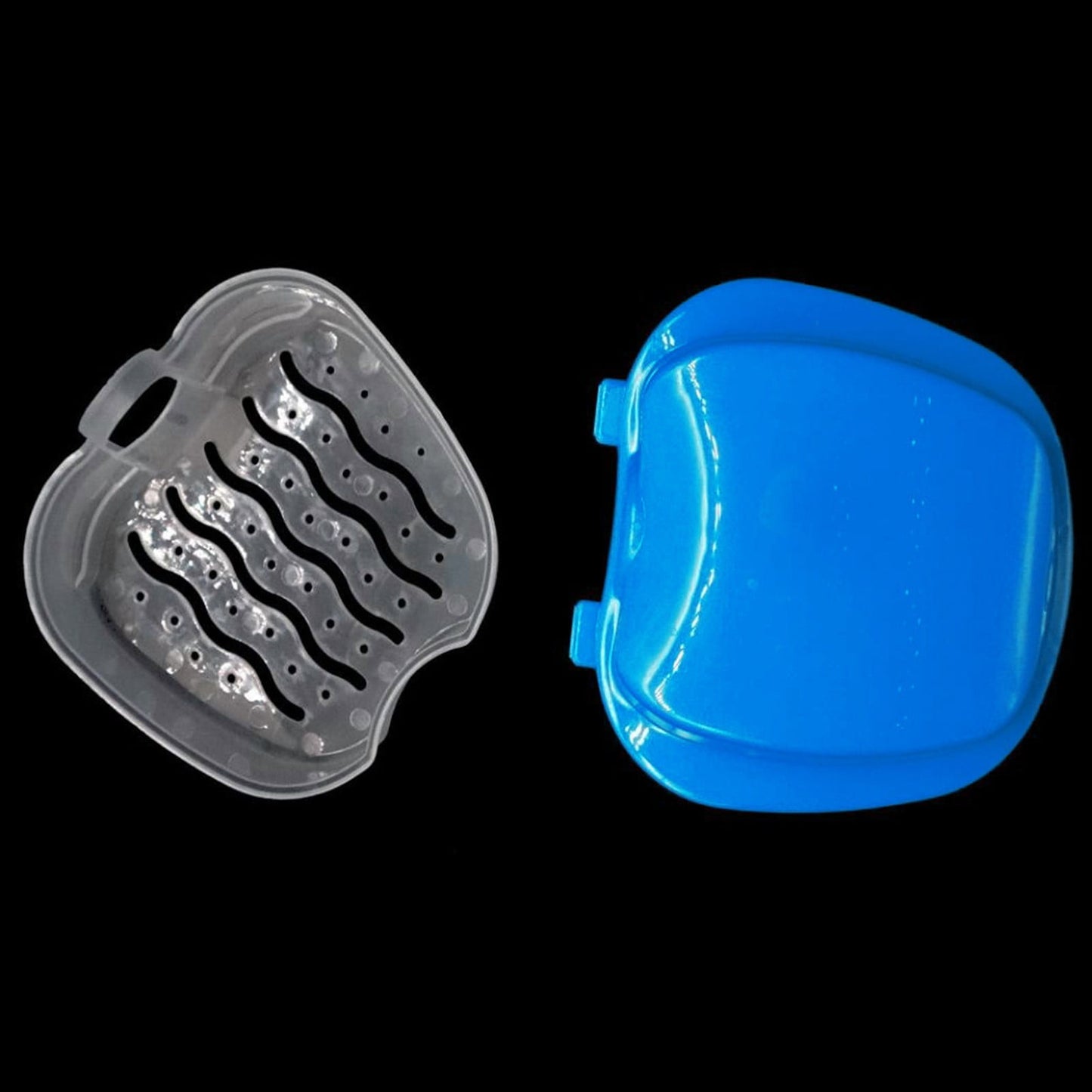 1Pcs Denture Bath Case Cup ,Dental Retainer Cleaner Case, Bath Box Mouthguard Storage Holder,Denture Case Box Holder Storage Soak Container With Strainer Basket For Travel Cleaning,(Dark Blue) Dark Blue