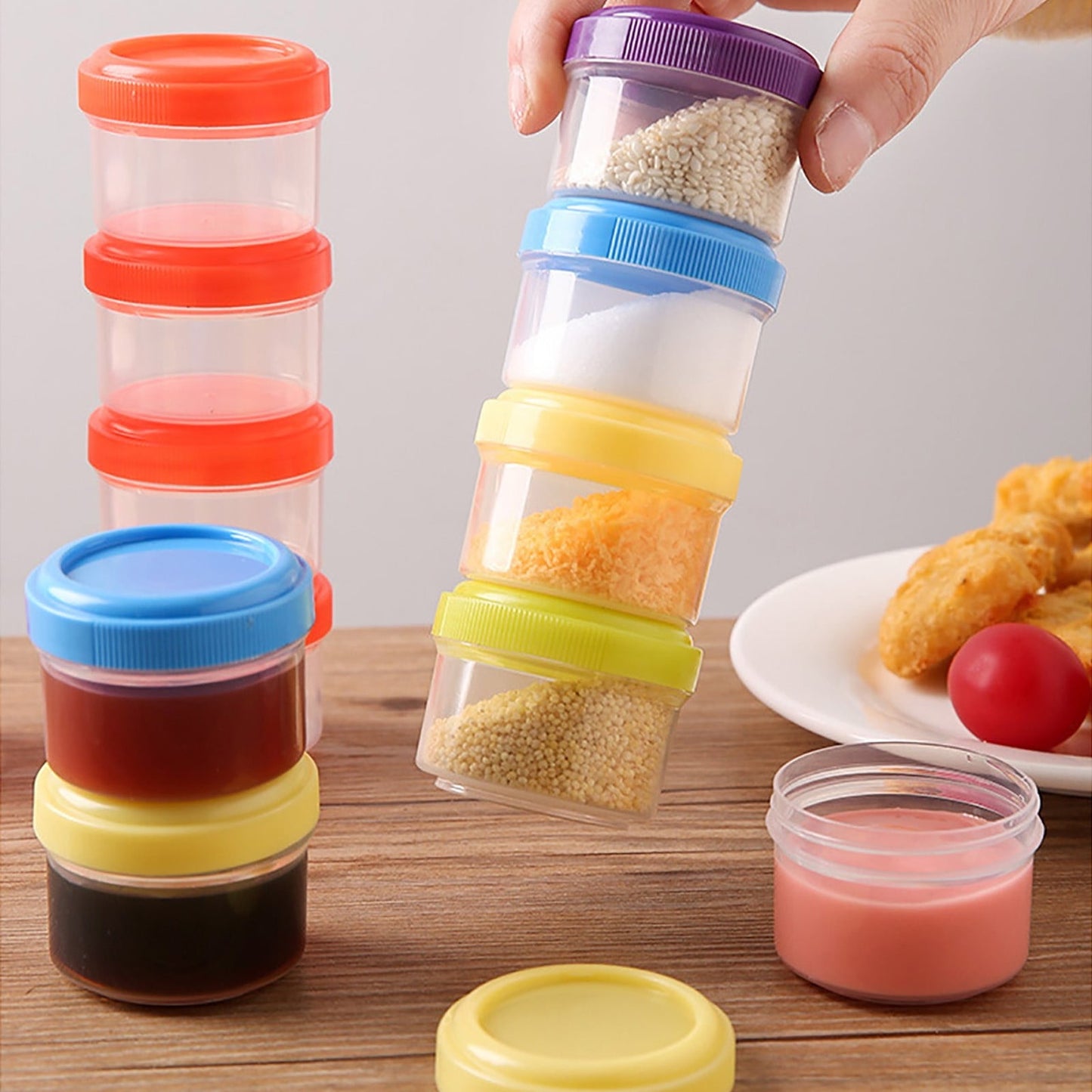 4Pcs Clear Plastic Jars With Lids,Small Plastic Storage Jars With Screw On Lids,Mini Wide-Mouth Refillable Storage Containers,Empty Round Containers For Candy,Beads,Lotion,Food Storage,Purple Grey