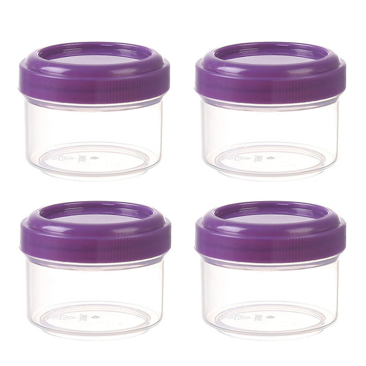 4Pcs Clear Plastic Jars With Lids,Small Plastic Storage Jars With Screw On Lids,Mini Wide-Mouth Refillable Storage Containers,Empty Round Containers For Candy,Beads,Lotion,Food Storage Purple
