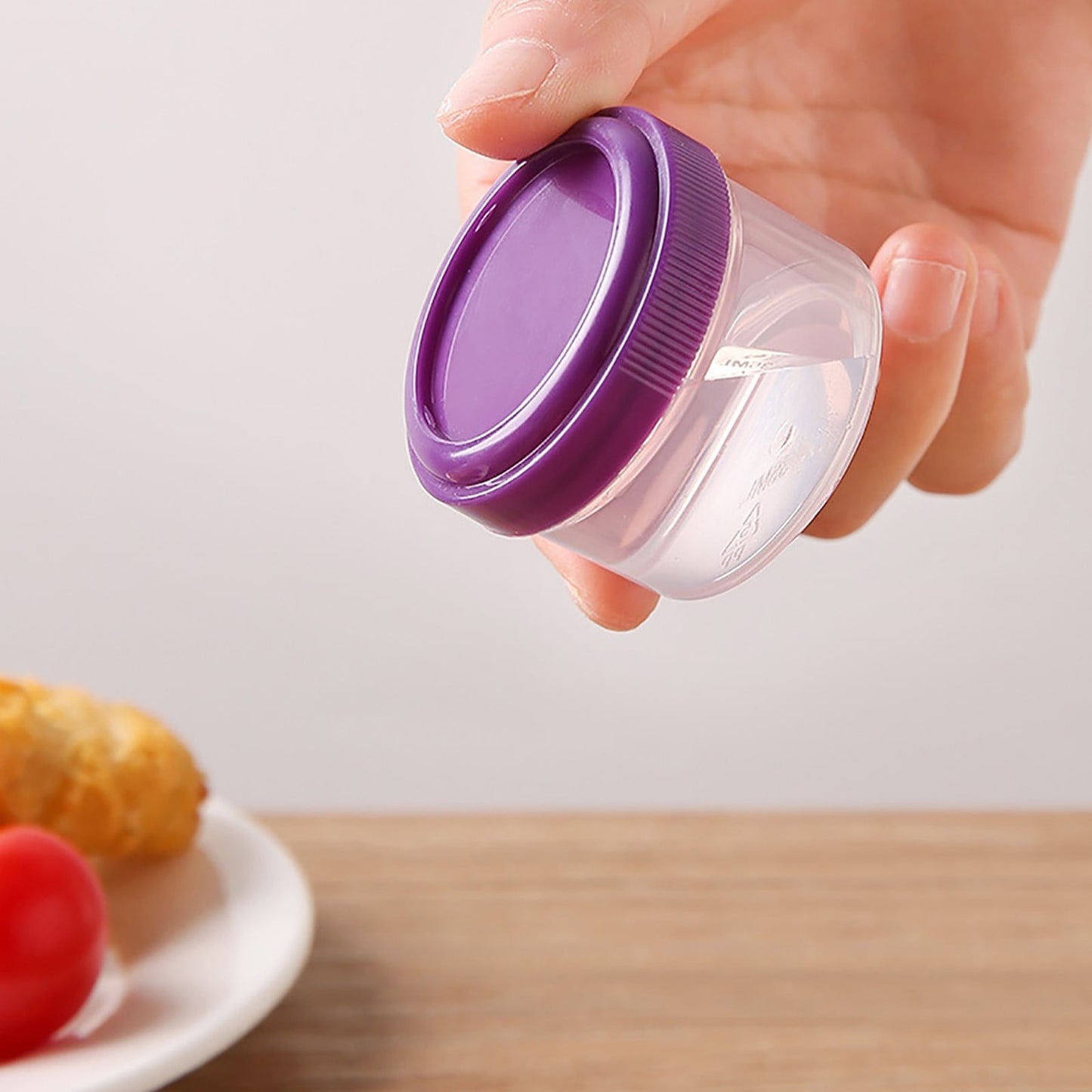 4Pcs Clear Plastic Jars With Lids,Small Plastic Storage Jars With Screw On Lids,Mini Wide-Mouth Refillable Storage Containers,Empty Round Containers For Candy,Beads,Lotion,Food Storage,Purple Yellow