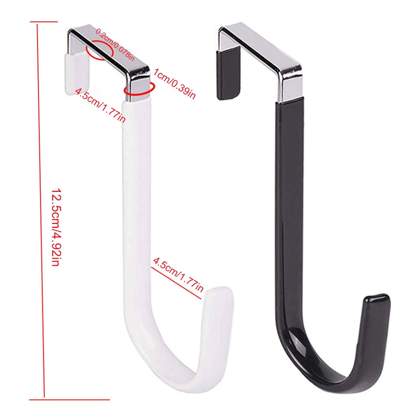 Over the Door Hook,1 Pack Over The Door Hooks Rubber Scratches,Sturdy Metal Single Over Door Hooks,Door Hanger Hook Door Hooks for Hanging,Towels,Clothes,Bathroom,Hold Up to 20Lbs(White) White