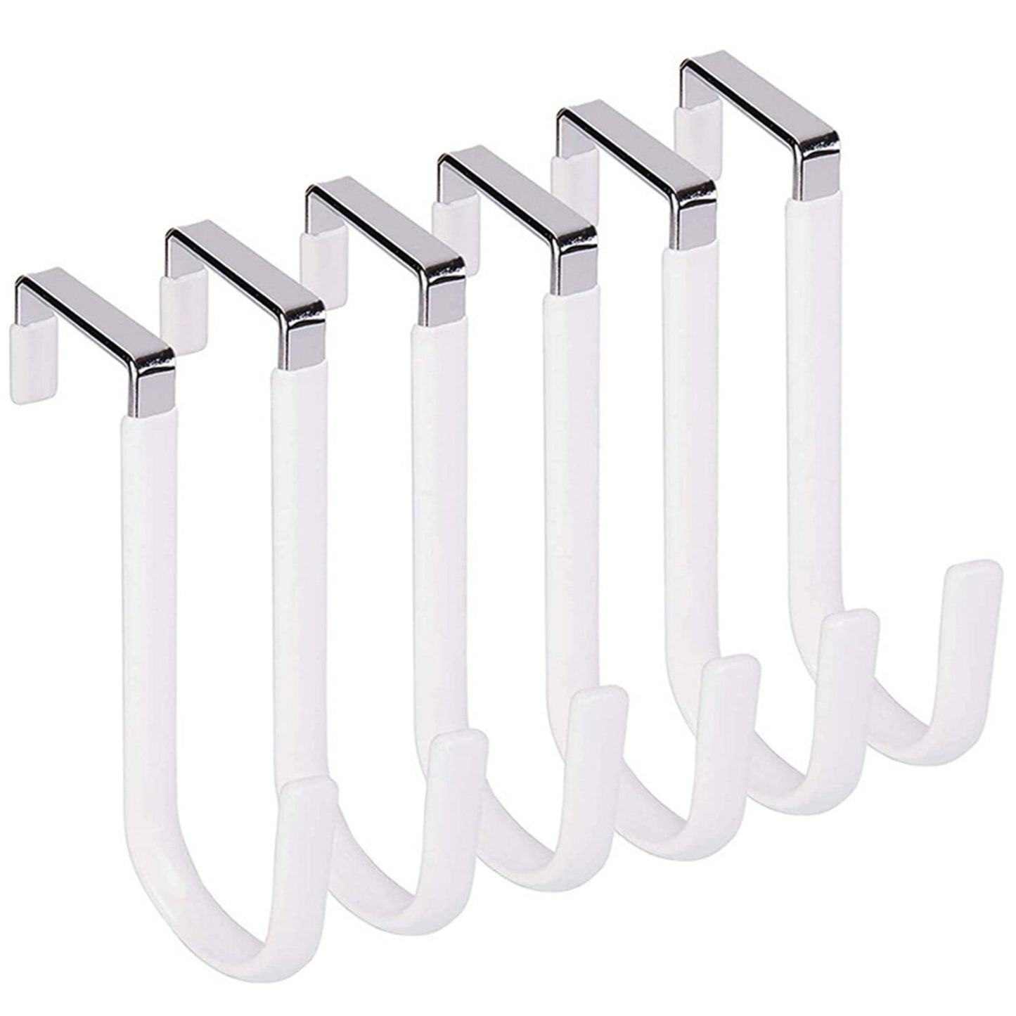 Over the Door Hook,1 Pack Over The Door Hooks Rubber Scratches,Sturdy Metal Single Over Door Hooks,Door Hanger Hook Door Hooks for Hanging,Towels,Clothes,Bathroom,Hold Up to 20Lbs(White) White(2PC)