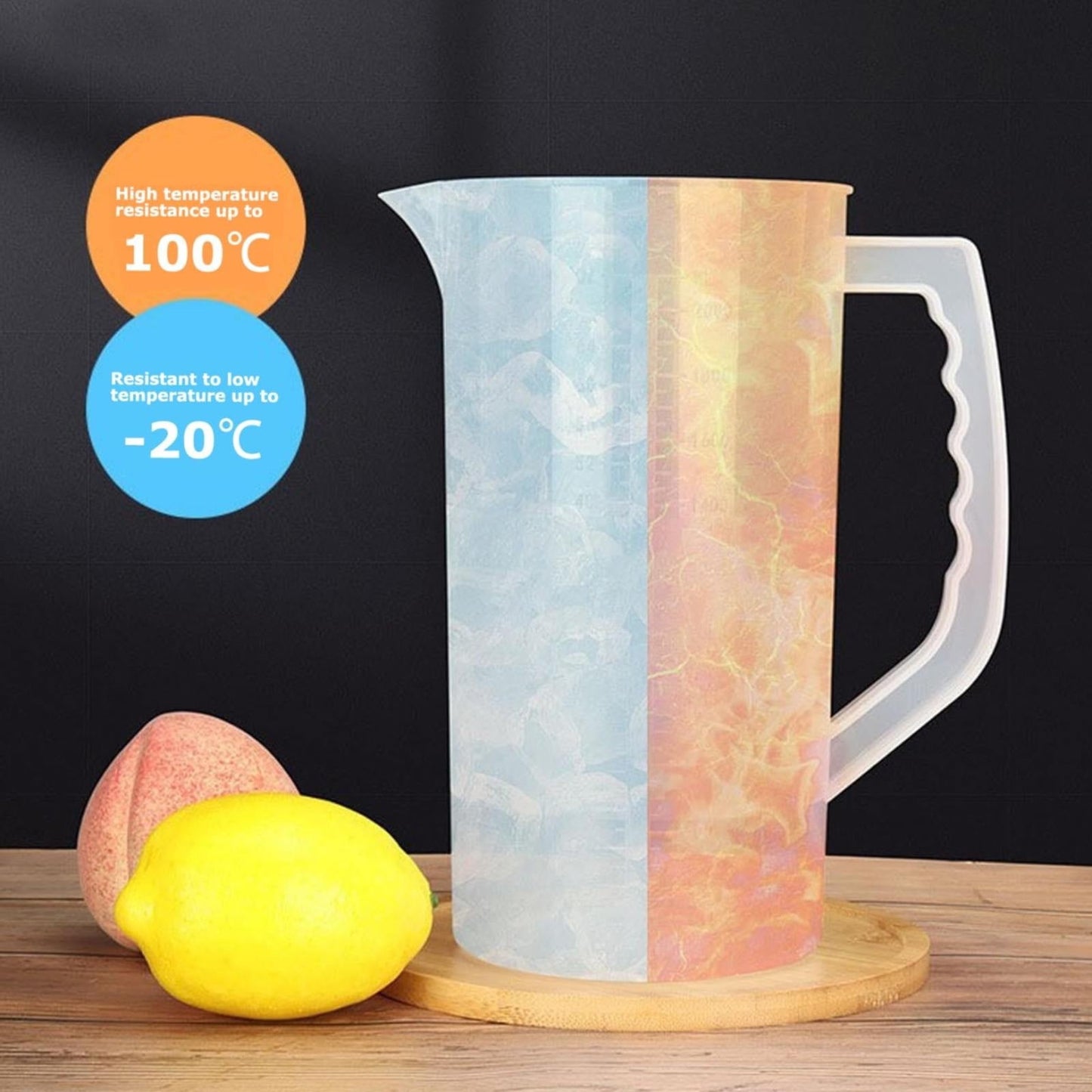 Mixing Pitcher For Drinks, 68 Oz Plastic Water Pitcher With Lid,Mixing Pitcher With Lid Drink Containers,Angled Plastic Blades And Adjustable Mixer Plunger For Juice, Powdered Milk 68 Oz