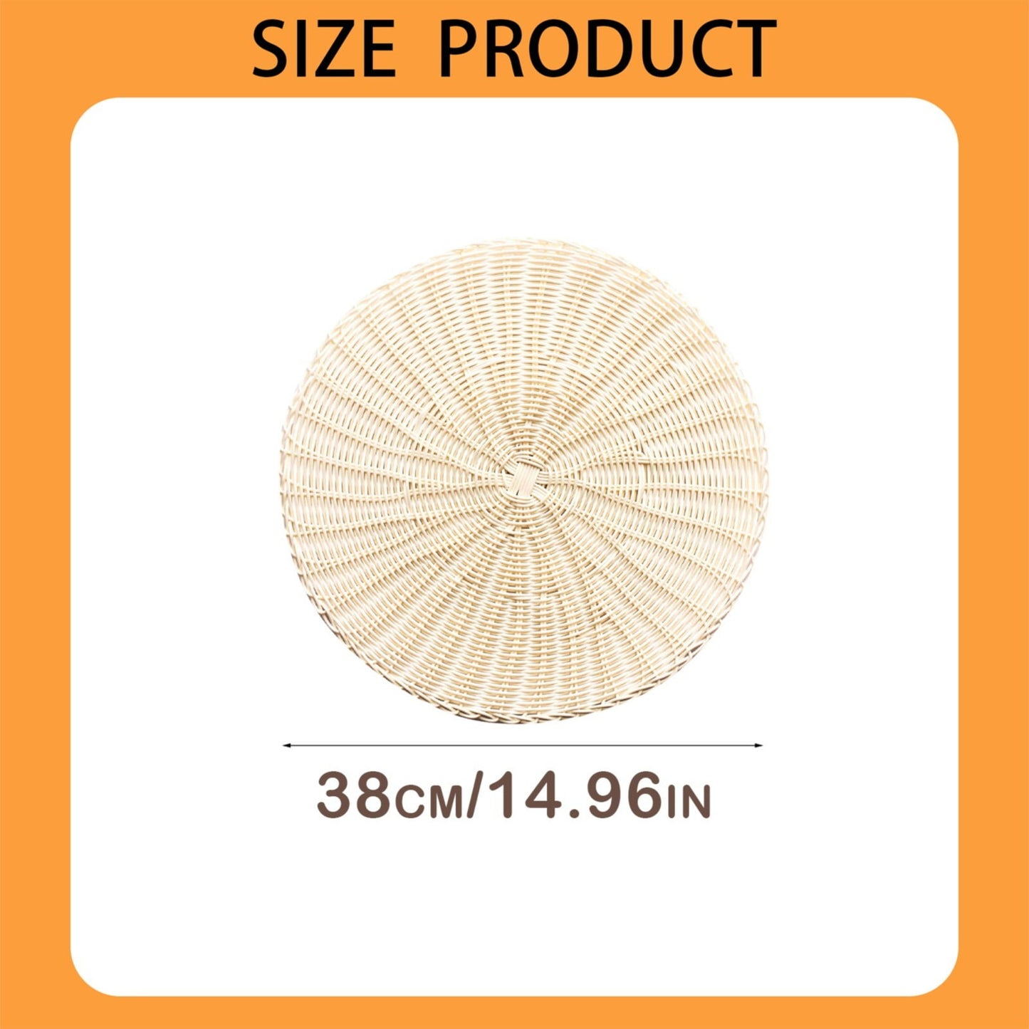 14 Inch Round Woven Placemats, Non Slip Heat Resistant Plastic Table Mats,Table Placemat For Household Use,Round Rattan Placemats Braided Cup Coasters For Drink Kitchen Dining Table Decoration,Brown White