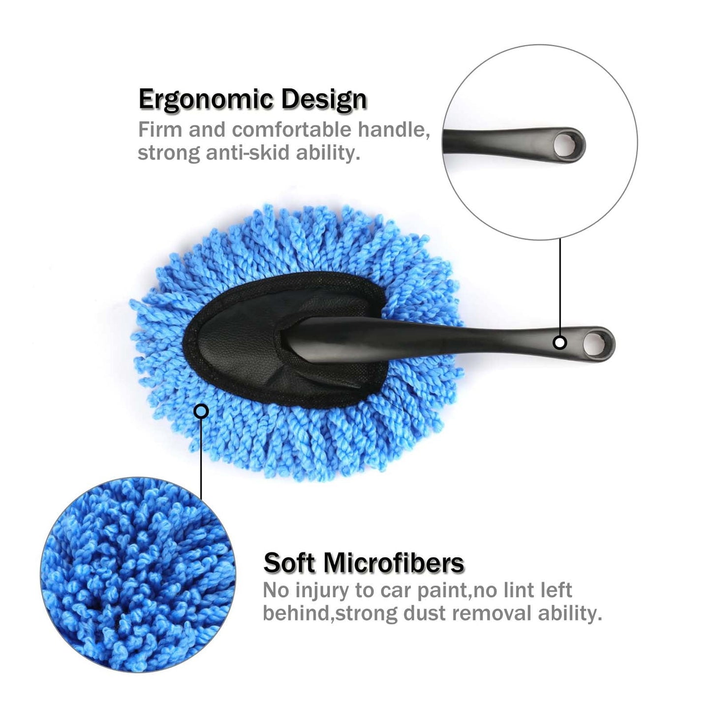 Car Dash Duster Brush, Super Soft Microfiber Multi-Functional Car Cleaning Brush, Scratch Free Dash Dusting Tool with a Anti-Skid Handle for Vehicle Home Kitchen Cleaning, 1 Pcs, 13.3x7.5 13.3" x 7.5" Blue