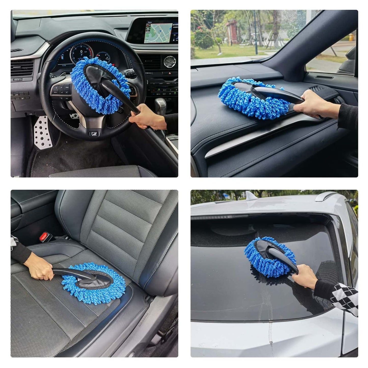 Car Dash Duster Brush, Super Soft Microfiber Multi-Functional Car Cleaning Brush, Scratch Free Dash Dusting Tool with a Anti-Skid Handle for Vehicle Home Kitchen Cleaning, 1 Pcs, 13.3x7.5 13.3" x 7.5" Grey