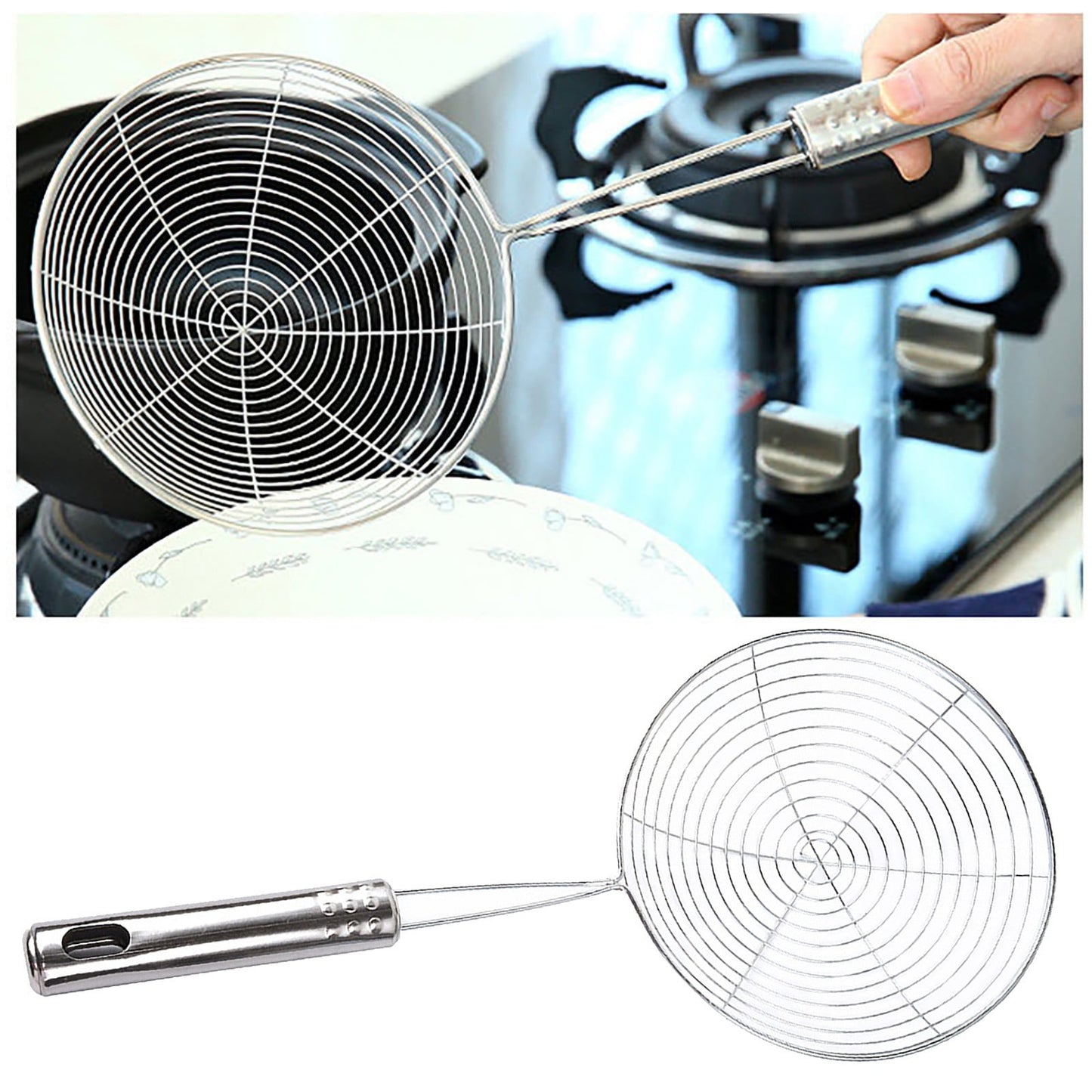 5.4 Inch Stainless Steel Spider Strainer, Pasta Strainer,Stainless Steel Wire Skimmer Spoon With Handle For Kitchen Frying Food, Pasta, Spaghetti, Noodle Spoon,Kitchen Utensils Tools Silver