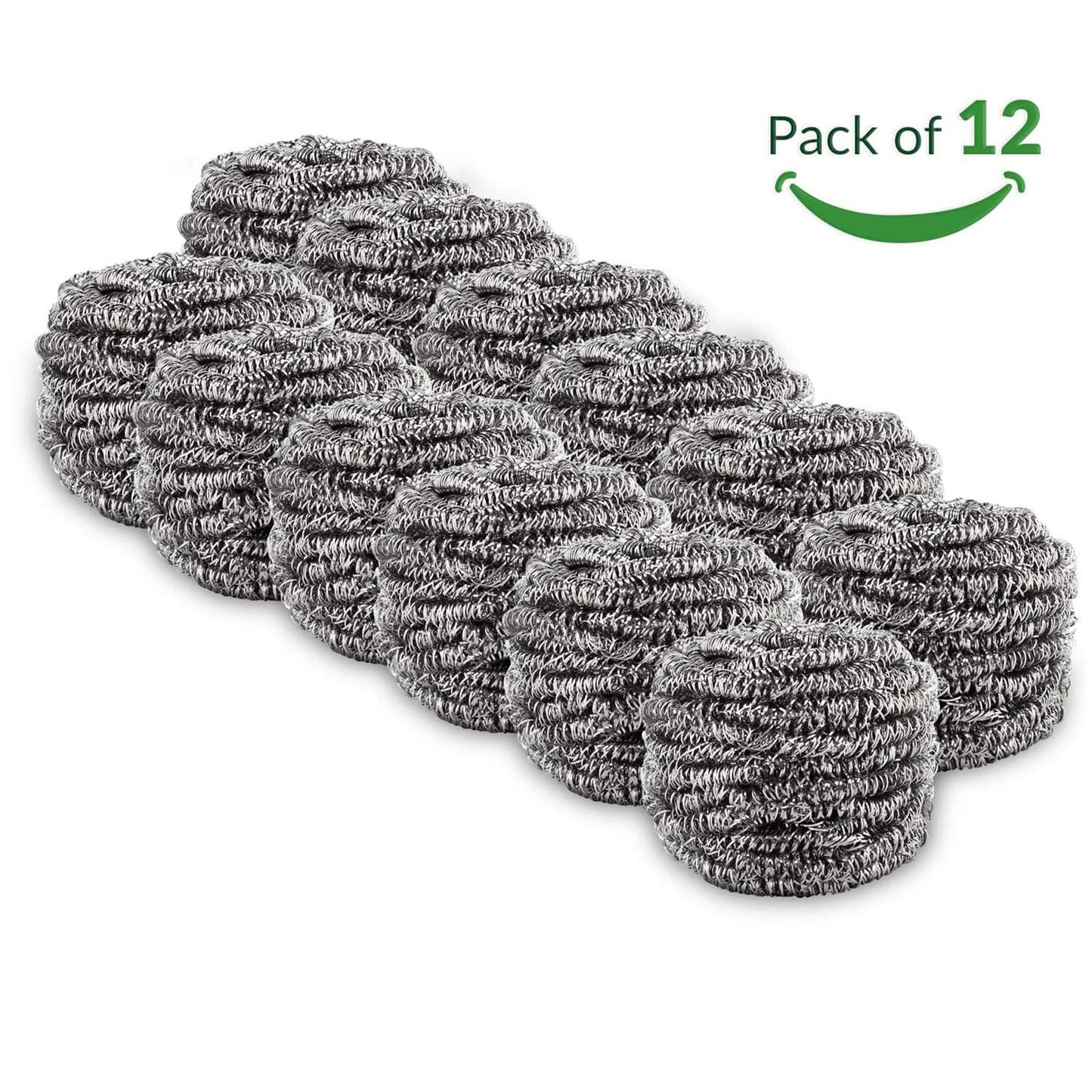 12 Pack Stainless Steel Scourers,Steel Scourers,Metal Wire Sponge Scouring Pads,Steel Wool Scrubber Pad Used For Dishes, Pots, Pans, And Ovens. Easy Scouring For Tough Kitchen Cleaning 12PCS