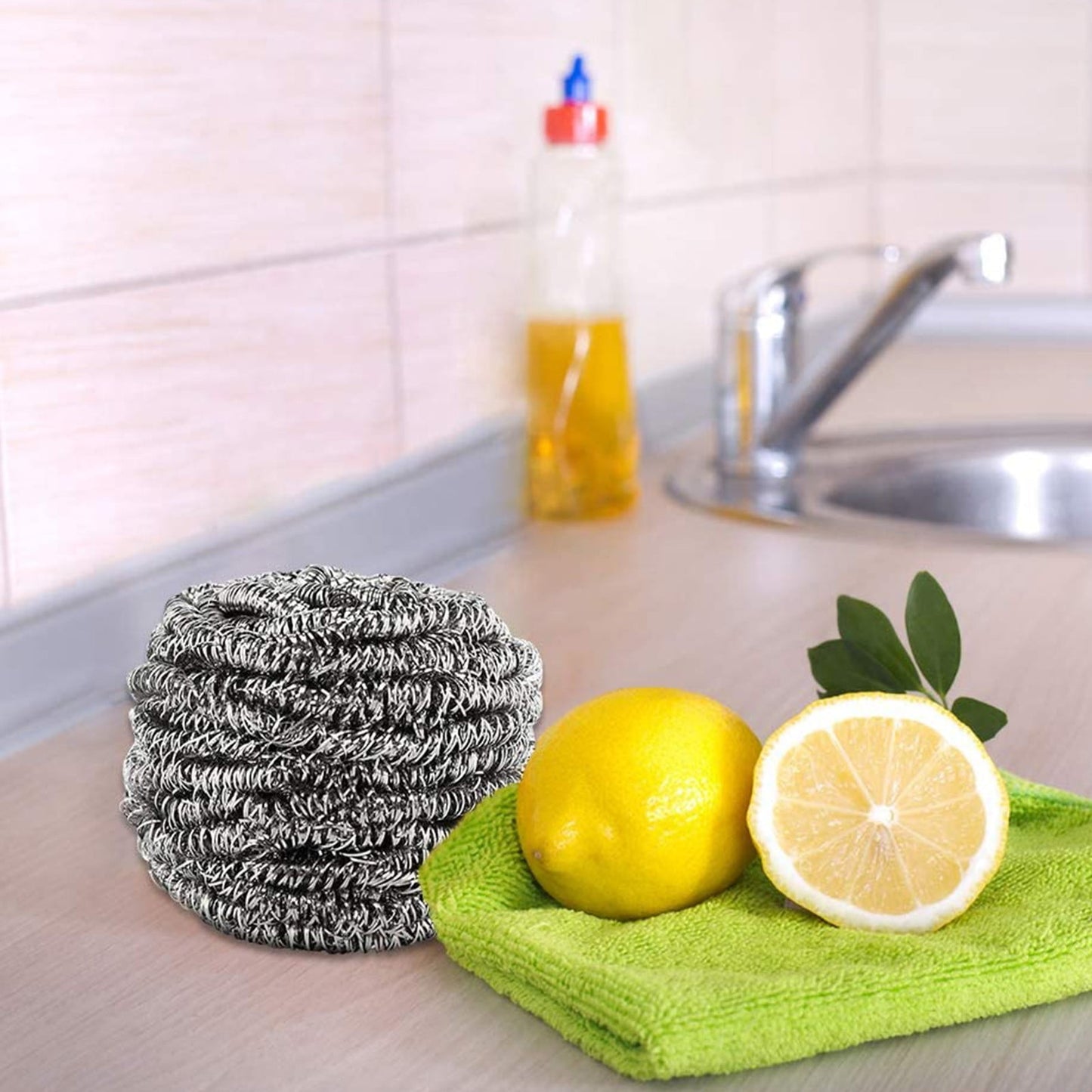 12 Pack Stainless Steel Scourers,Steel Scourers,Metal Wire Sponge Scouring Pads,Steel Wool Scrubber Pad Used For Dishes, Pots, Pans, And Ovens. Easy Scouring For Tough Kitchen Cleaning 12PCS