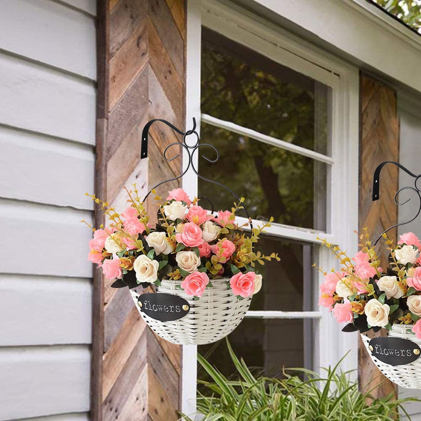 4.5 Inch Plant Hanger,Sturdy Hanging Plant Bracket Hooks Outdoor,Plant Hangers,Plant Hanger Bracket,Bird Feeder Hanger for Bird Feeders, Planters, Lanterns, Wind Chimes Indoor Outdoor,(Black,1 PCS) 2 PCS Black