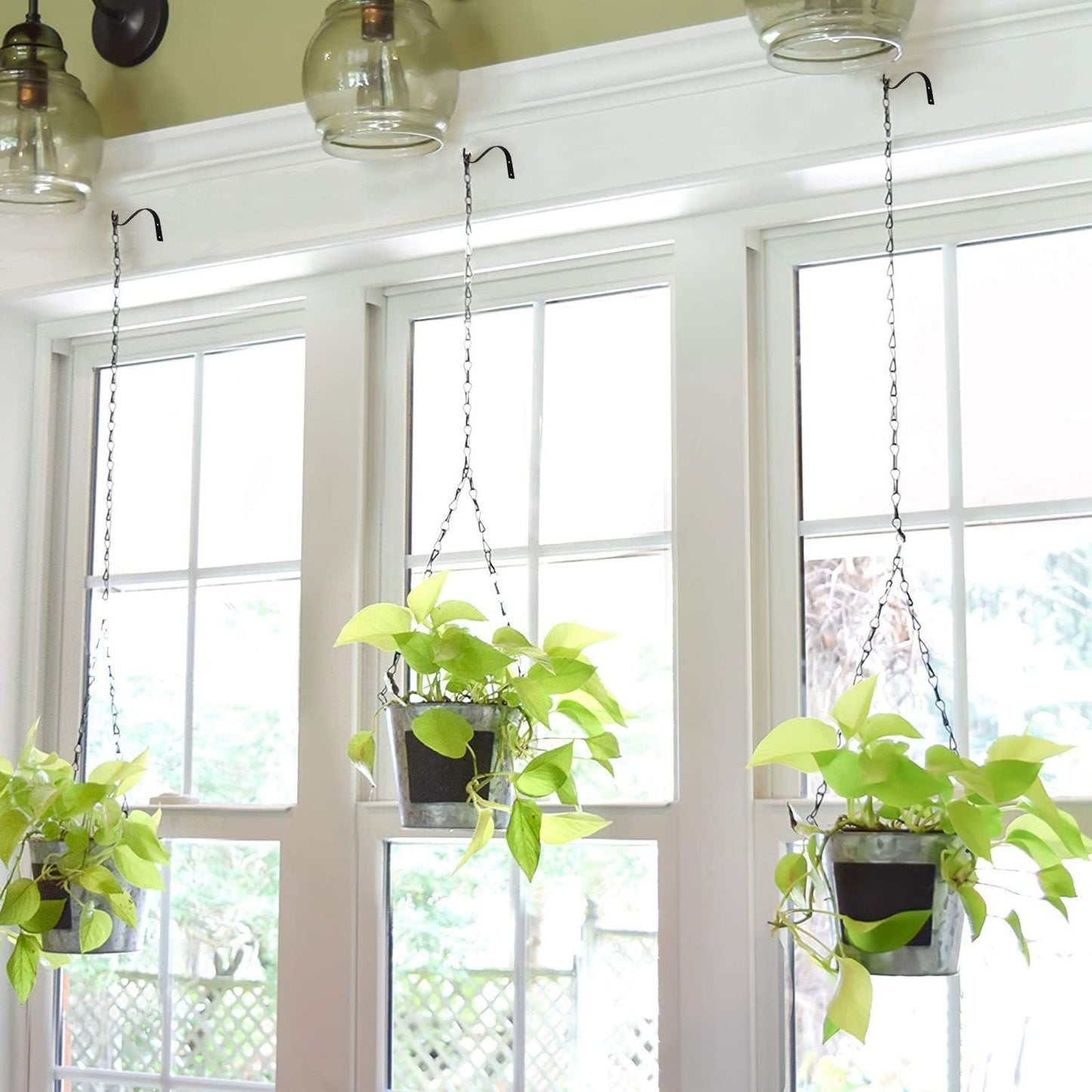 4.5 Inch Plant Hanger,Sturdy Hanging Plant Bracket Hooks Outdoor,Plant Hangers,Plant Hanger Bracket,Bird Feeder Hanger for Bird Feeders, Planters, Lanterns, Wind Chimes Indoor Outdoor,(Black,1 PCS) 2 PCS Black