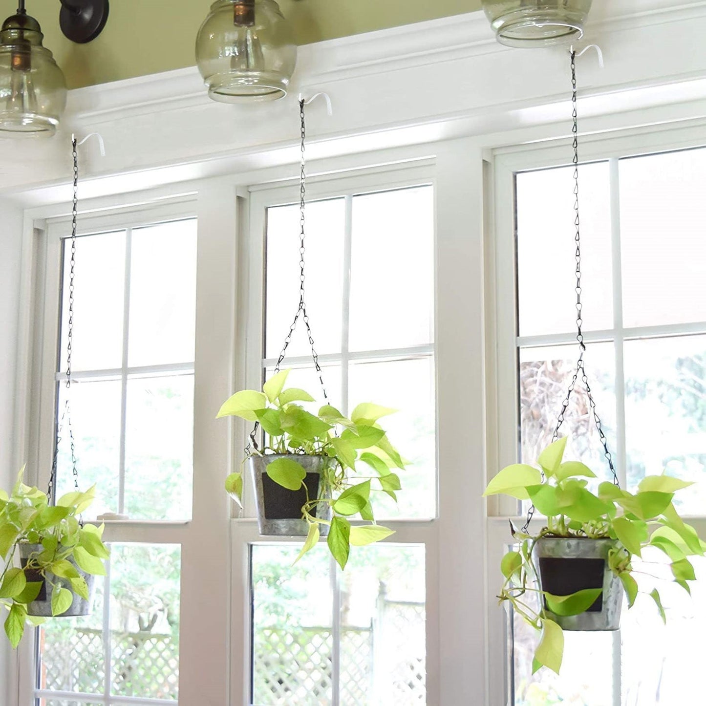 4.5 Inch Plant Hanger,Sturdy Hanging Plant Bracket Hooks Outdoor,Plant Hangers,Plant Hanger Bracket,Bird Feeder Hanger for Bird Feeders, Planters, Lanterns, Wind Chimes Indoor Outdoor,(Black,1 PCS) 2 PCS White