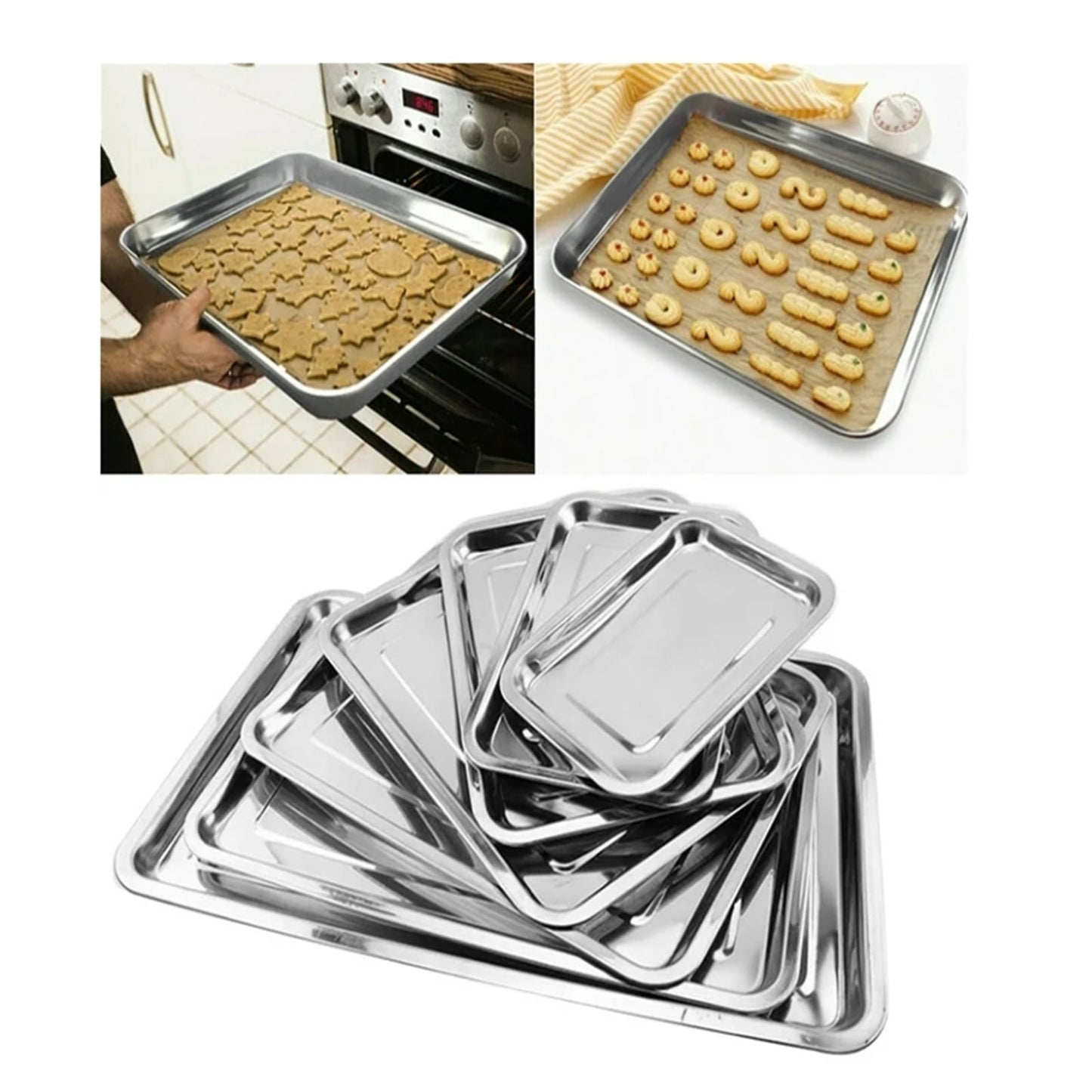 1Pcs Toaster Oven Pans For Baking,Baking Sheets Cookie Sheet Pans,Small Replacement Trays For Toaster,Small Baking Trays For Oven, Stainless Steel Baking Sheet Pan, Toaster Oven Tray 12.59" x 8.66" x 1.88" Silver