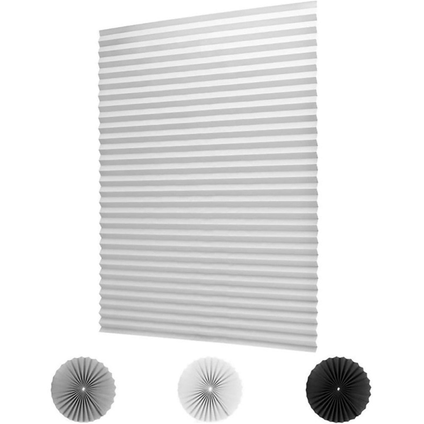 Window Blinds Cordless Blackout, No Drill Cut to Size Clip On Stick On Self Adhesive Temporary Blinds Pleated Paper Blinds Fits Blinds Window Roller for Bathroom Kitchen Living Room(Black90x150cm) White90x180cm
