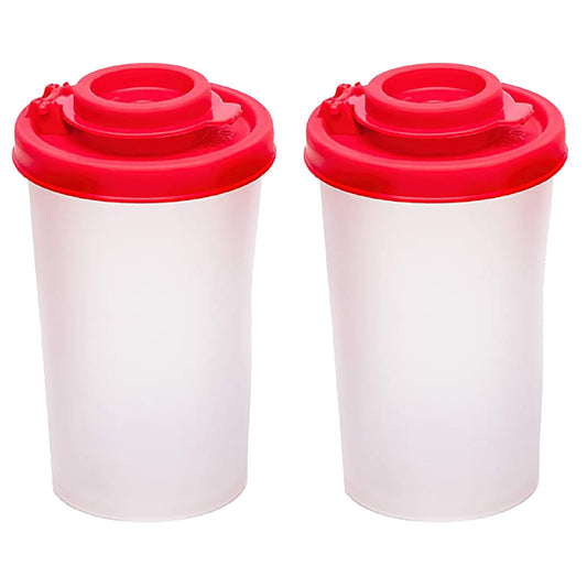 Salt And Pepper Shakers Moisture Proof,Plastic Salt Shakers,Salt Shaker To Go Camping Picnic Outdoors Kitchen Lunch Boxes Travel Spice Set Clear With Red Covers Lids Plastic Airtight Dispenser,1PCS 2PCS