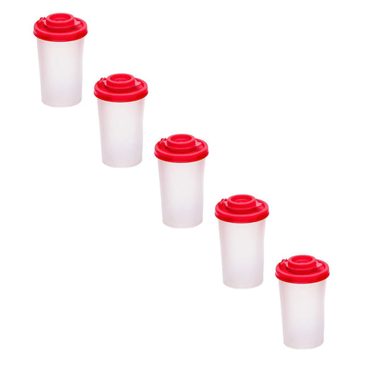 Salt And Pepper Shakers Moisture Proof,Plastic Salt Shakers,Salt Shaker To Go Camping Picnic Outdoors Kitchen Lunch Boxes Travel Spice Set Clear With Red Covers Lids Plastic Airtight Dispenser,1PCS 5PCS