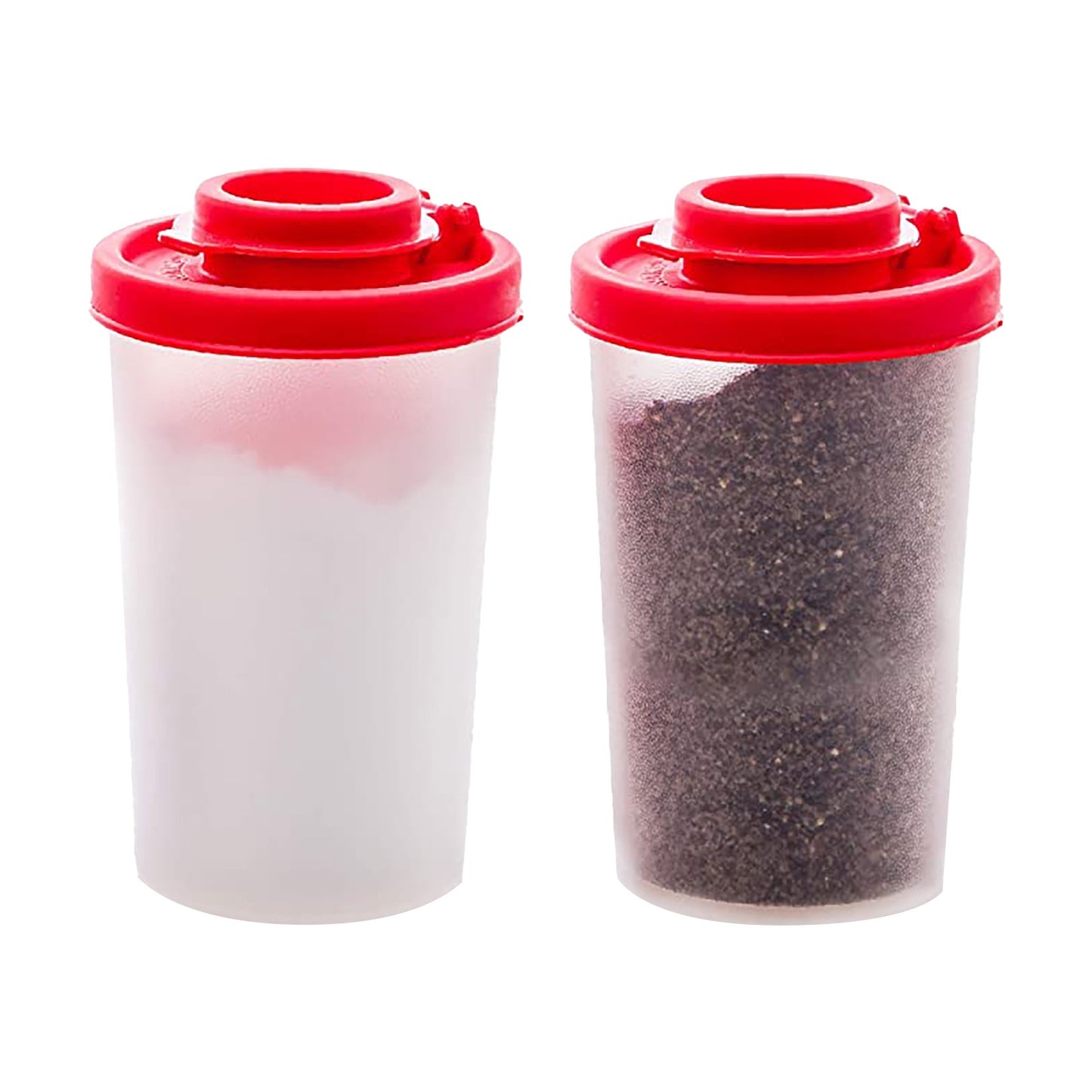 Salt And Pepper Shakers Moisture Proof,Plastic Salt Shakers,Salt Shaker To Go Camping Picnic Outdoors Kitchen Lunch Boxes Travel Spice Set Clear With Red Covers Lids Plastic Airtight Dispenser,1PCS 8PCS