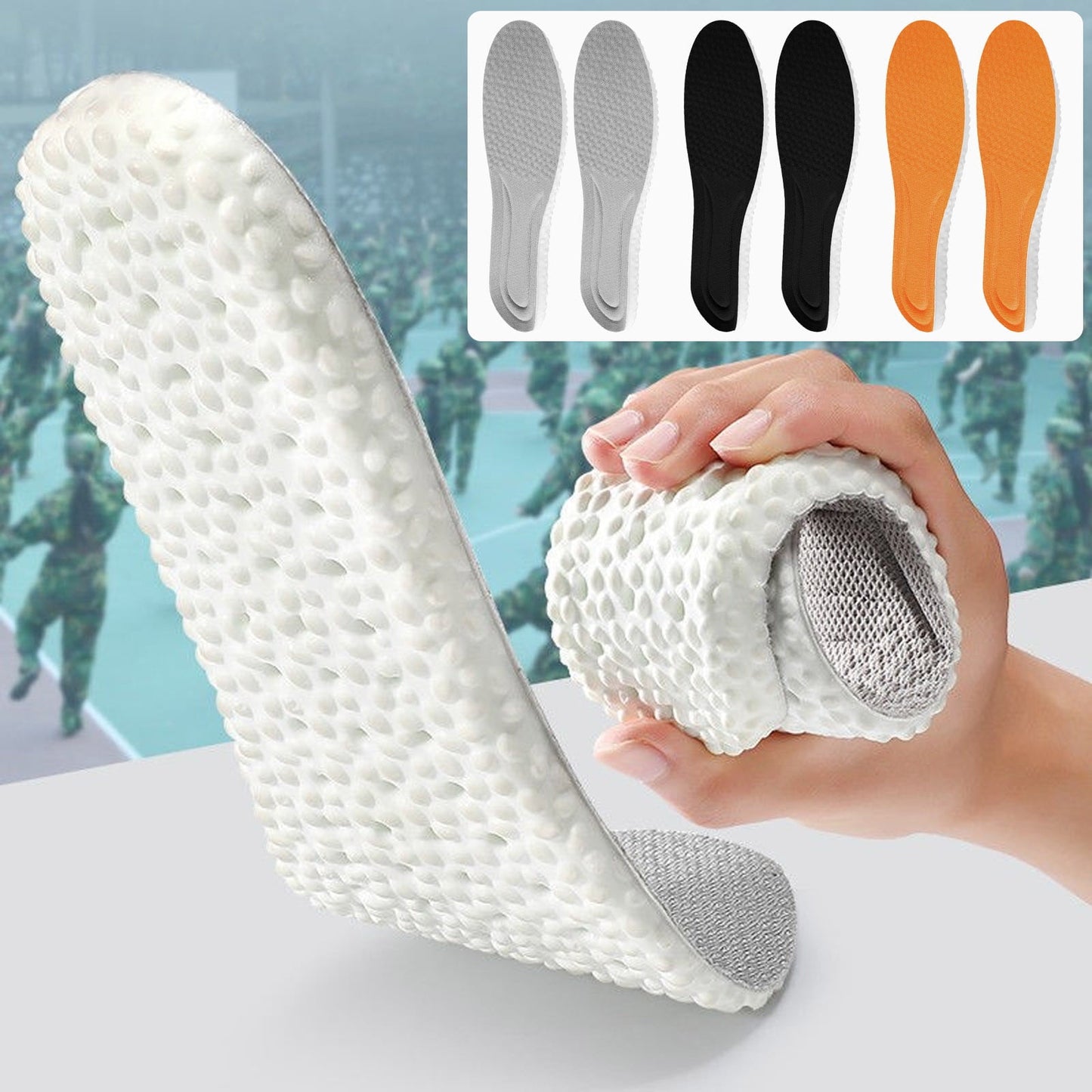 Steppers Insoles for Men Women, Massage Insole, Cloud Insole, Men's Comfortble Steppers Shoe Insoles Inserts, Memory Foam with Arch Surpport Insoles for Arch Pain,Advanced Sport Massaging Insoles Grey 43-44