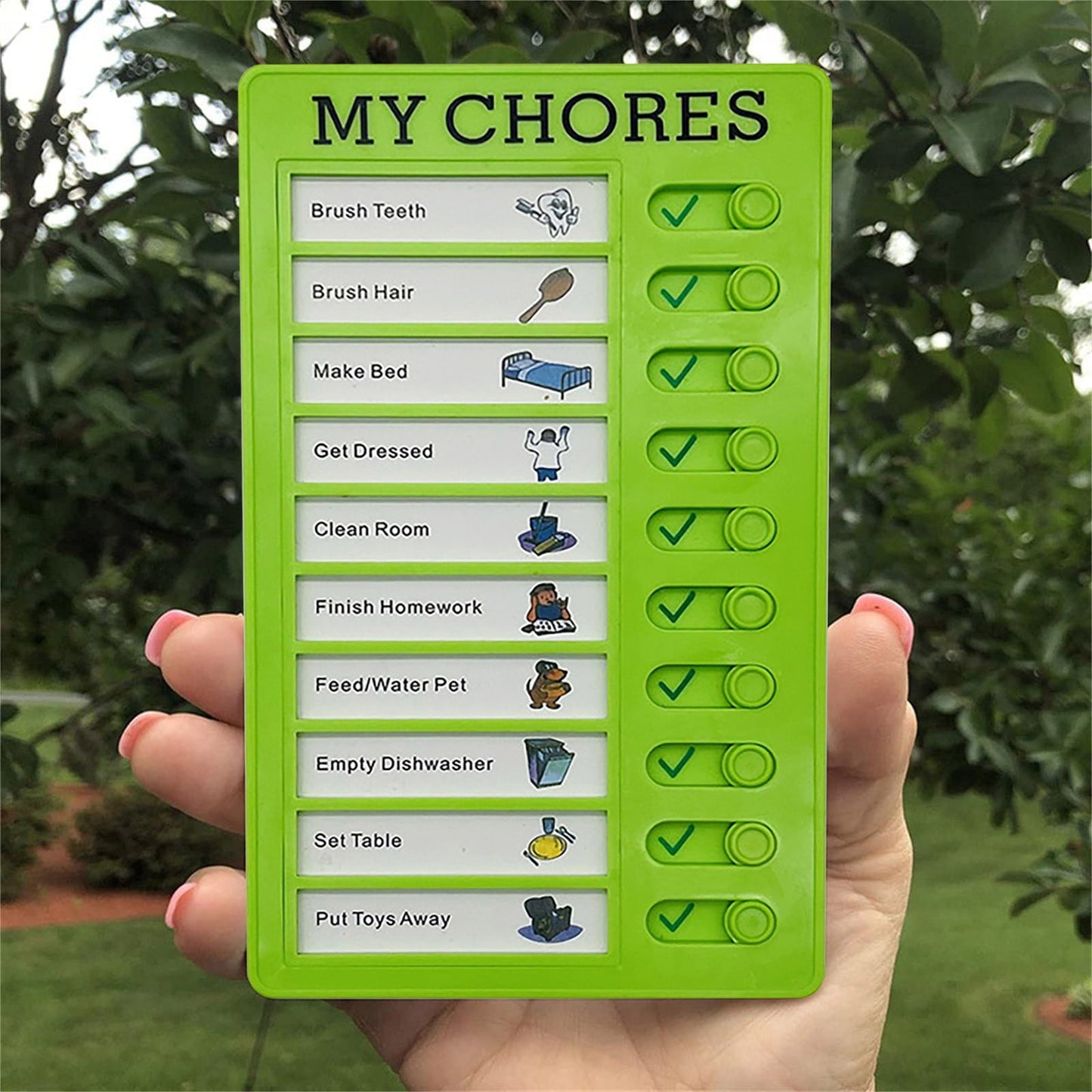 1Pc To Do List Checklist,Chores Chart for Man and Woman Chore Chart, Sliding Routine Chart to Do List, RV Checklist Task Planning Board, ADHD Tools Routine Visual Schedule Reminder(White5) Green
