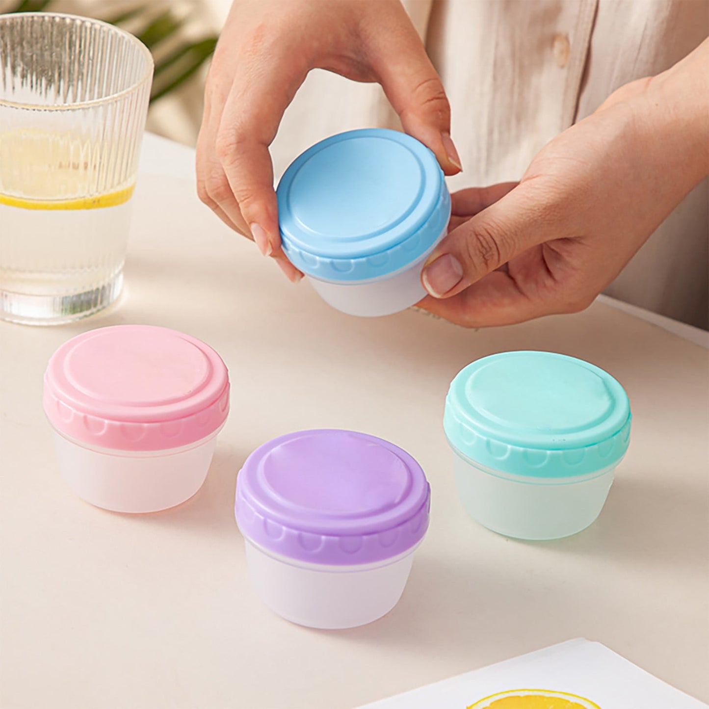 6Pcs 2Oz Small Containers With Lids,Reusable Plastic Storage Jars For Snack And Puree, Salad Dressing Container To Go, Storage Containers, Freezer Food Containers, Dishwasher Safe,Bpa Free,6PCS 24PCS