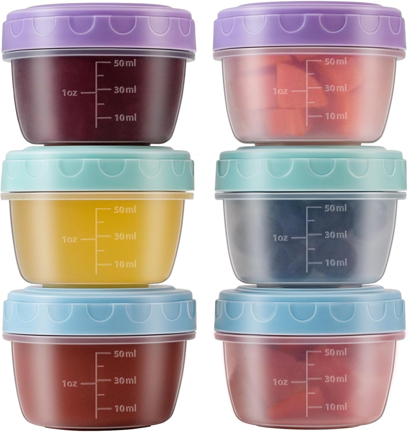 6Pcs 2Oz Small Containers With Lids,Reusable Plastic Storage Jars For Snack And Puree, Salad Dressing Container To Go, Storage Containers, Freezer Food Containers, Dishwasher Safe,Bpa Free,6PCS 30PCS