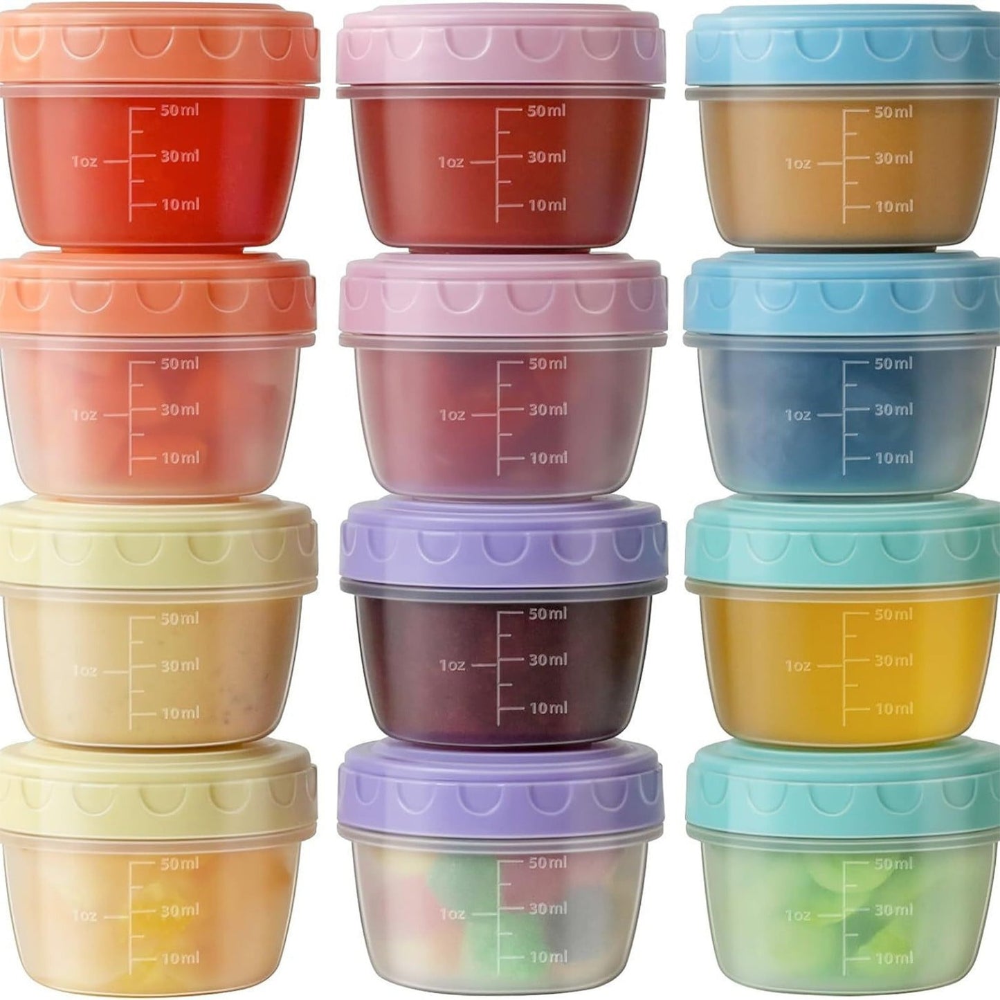 6Pcs 2Oz Small Containers With Lids,Reusable Plastic Storage Jars For Snack And Puree, Salad Dressing Container To Go, Storage Containers, Freezer Food Containers, Dishwasher Safe,Bpa Free,6PCS 36PCS