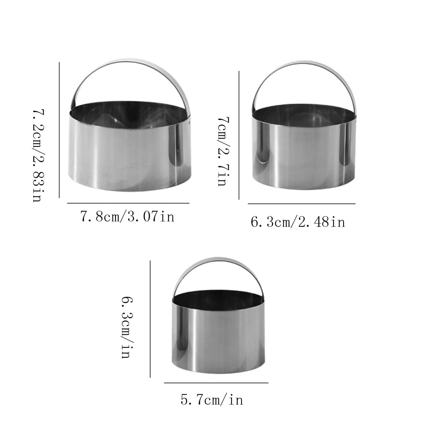 3 Pcs Round Biscuit Cutter With Handle,Circle Biscuit Cutter,Stainless Steel Round Circle Doughnut Cutter Baking Molds,Round Cookie Cutters Tool,Biscuit Cutter Set ,Kitchen Baking Supplies 3PCS