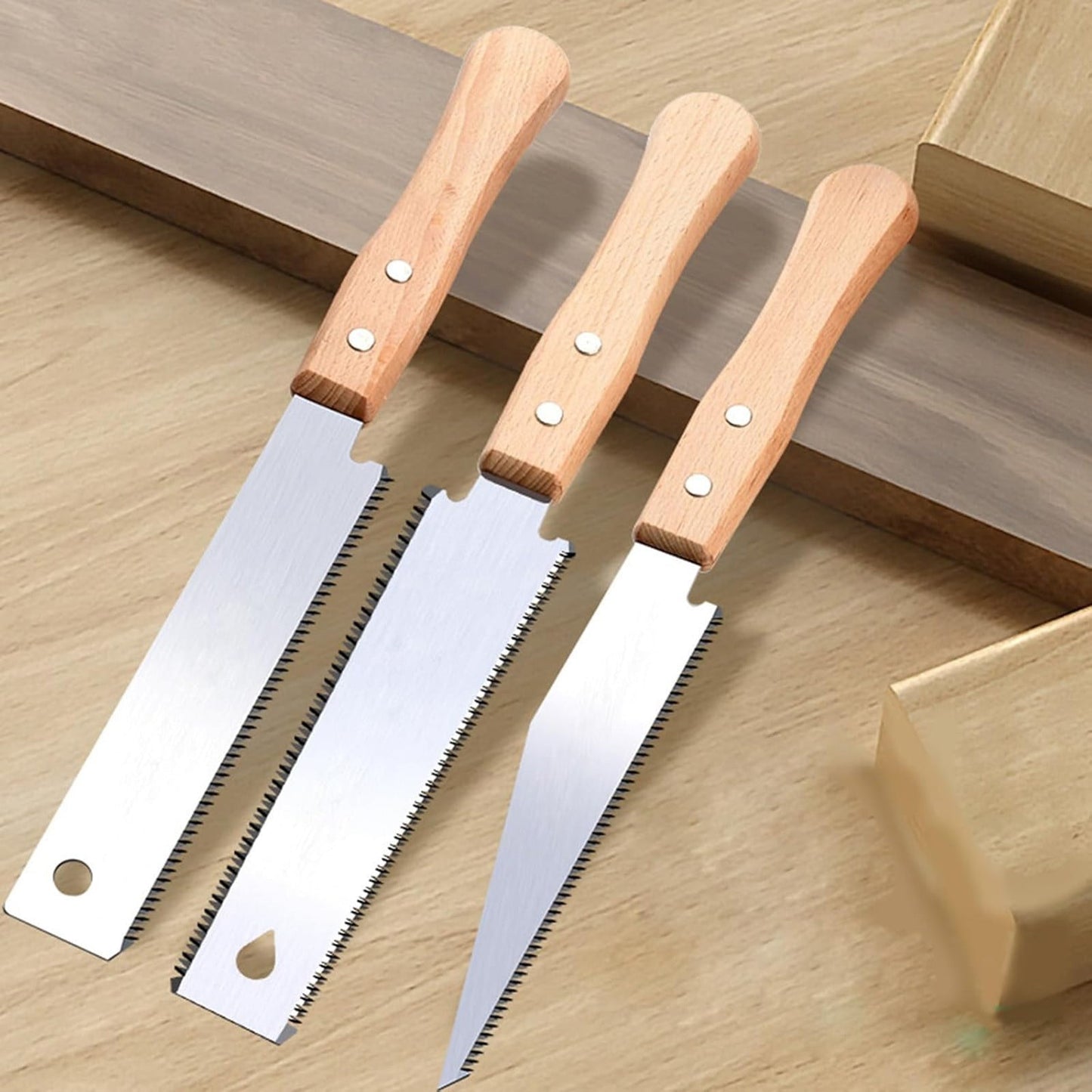 Japanese Pull Saw,Small Hand Saw, Japanese Double Pull Saw with Wooden Handle,Steel Blades and Wood Handles, Handsaw Cutting Edges, Flush Cutting Trim Tool for Carpentry(Silver2) Silver2