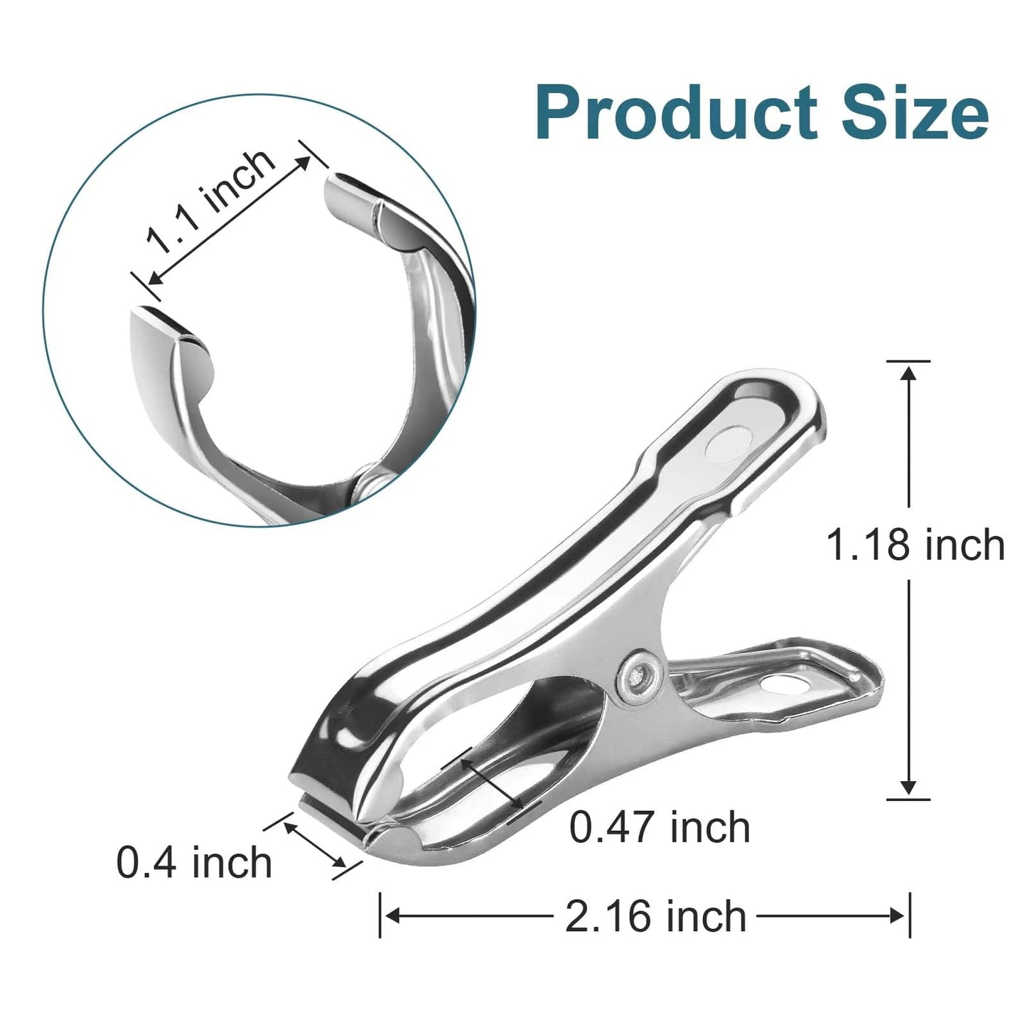 20 Pcs Garden Clips,Heavy Duty Stainless Steel Greenhouse Clamps,Strong Grip Greenhouse Clips,Metal Clips For Netting, Shade Cloth, Plant Cover On Garden Hoops Or Greenhouse Hoops,(20PCS,2.16 in) 20PCS