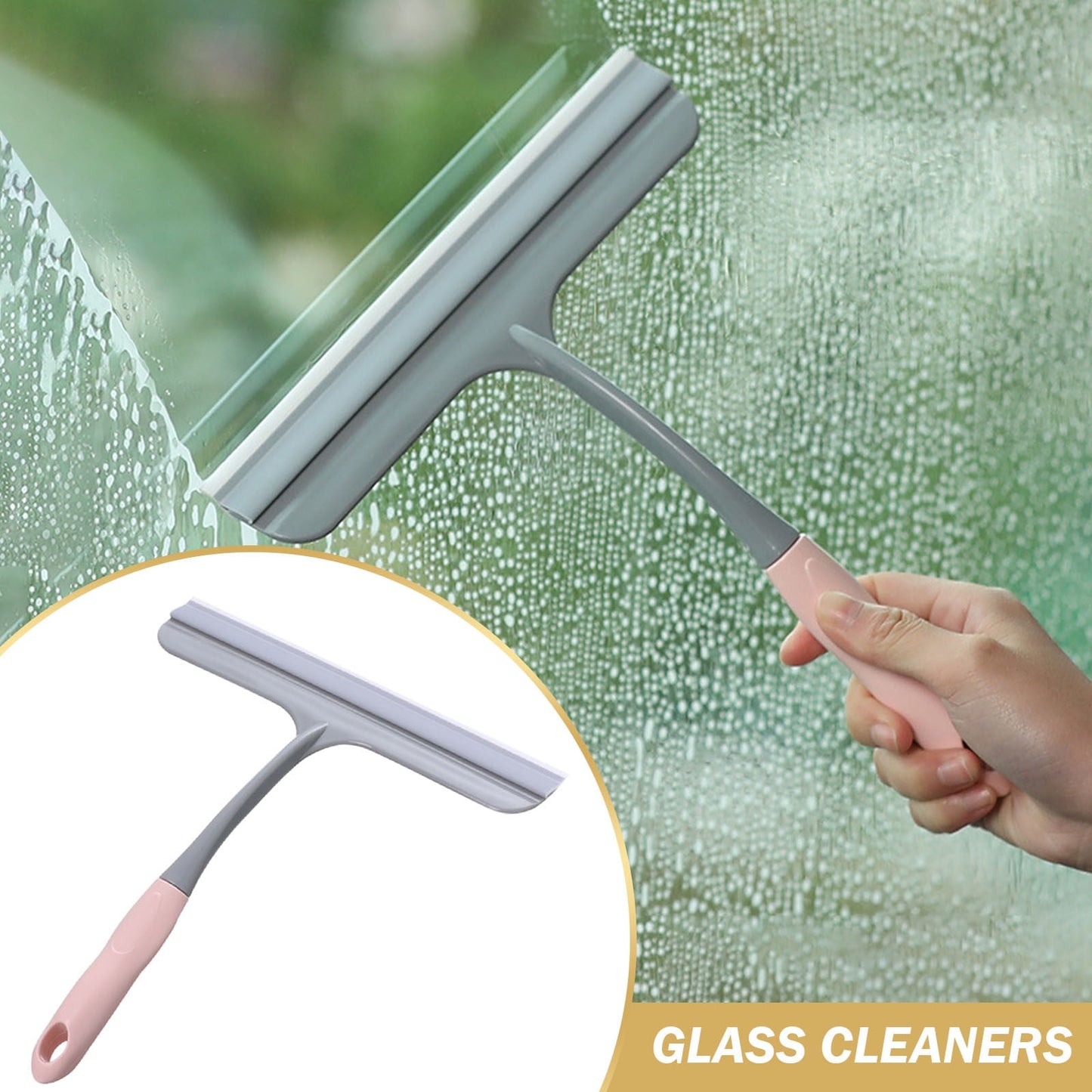 Window Cleaning Squeegee,Shower Squeegee for Shower Glass Doors,Car Window Windshield Mirror Tile Cleaner Cleaning Wiper Squeegees Tool with Hook,Window Cleaning Shower Glass Squeegees(Z3-White) Z3-Pink