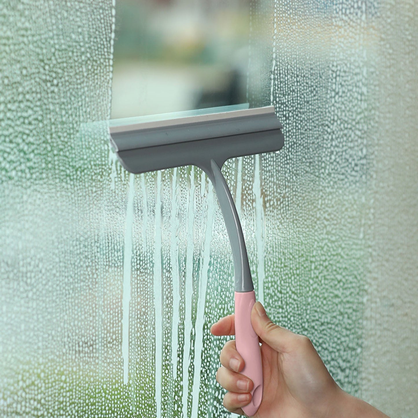 Window Cleaning Squeegee,Shower Squeegee for Shower Glass Doors,Car Window Windshield Mirror Tile Cleaner Cleaning Wiper Squeegees Tool with Hook,Window Cleaning Shower Glass Squeegees(Z3-White) Z3-Pink
