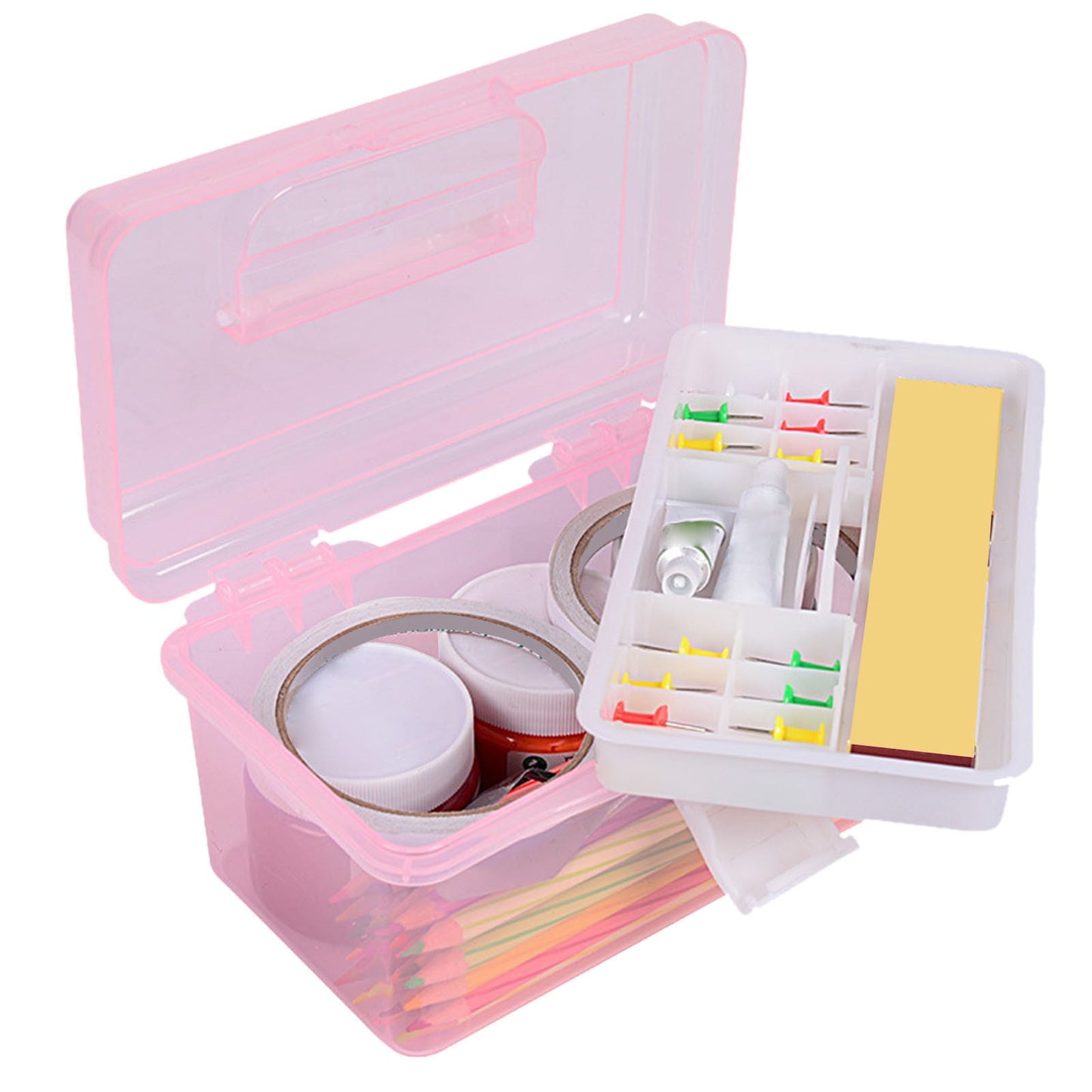 Home Box and Travel Storage Box, Plastic Kit Case Container Empty, Box with Lock Lid & Handle, Emergency Organizer for Family and Traveling, 9.1x4.7x3.7 7.08" x 3.54" x 4.13" Green