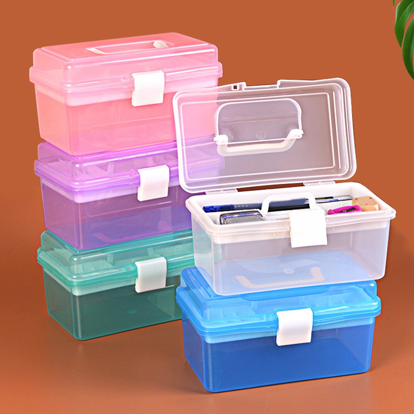 Home Box and Travel Storage Box, Plastic Kit Case Container Empty, Box with Lock Lid & Handle, Emergency Organizer for Family and Traveling, 9.1x4.7x3.7 7.08" x 3.54" x 4.13" Green