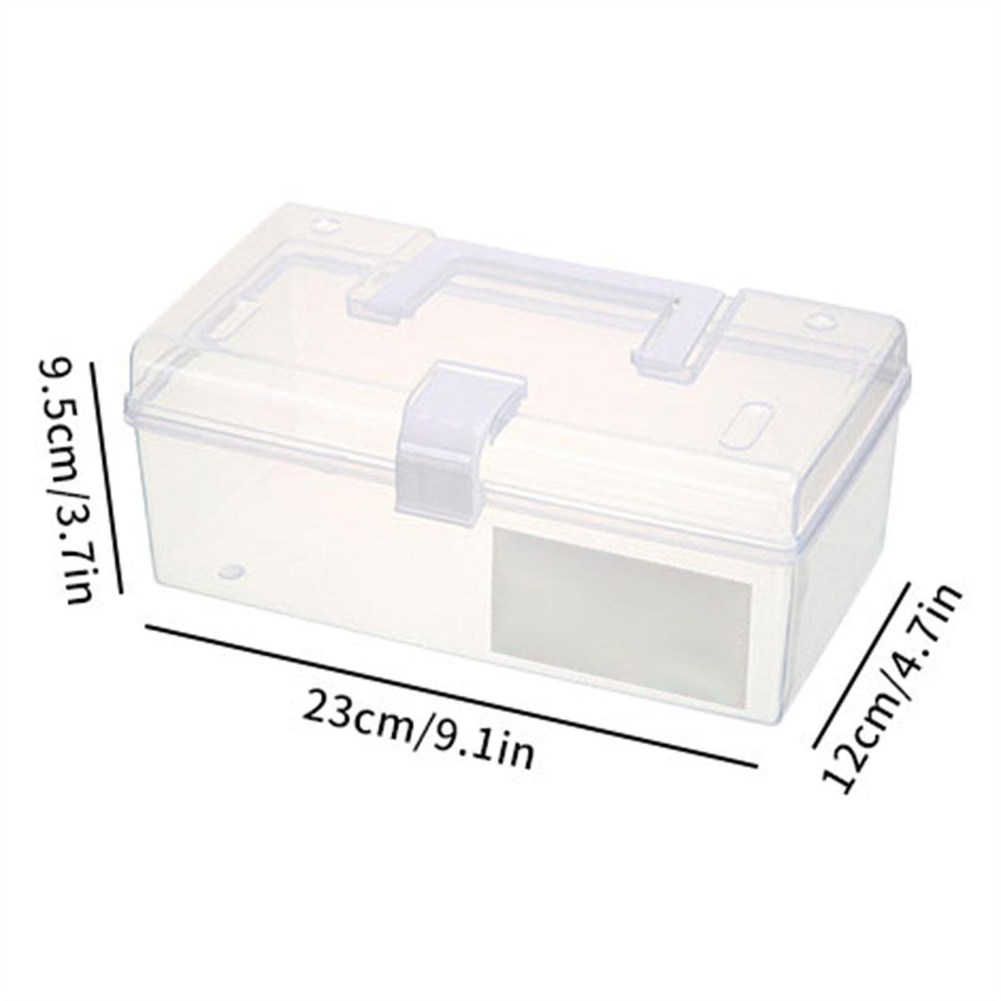 Home Box and Travel Storage Box, Plastic Kit Case Container Empty, Box with Lock Lid & Handle, Emergency Organizer for Family and Traveling, 9.1x4.7x3.7 9.1" x 4.7" x 3.7" White