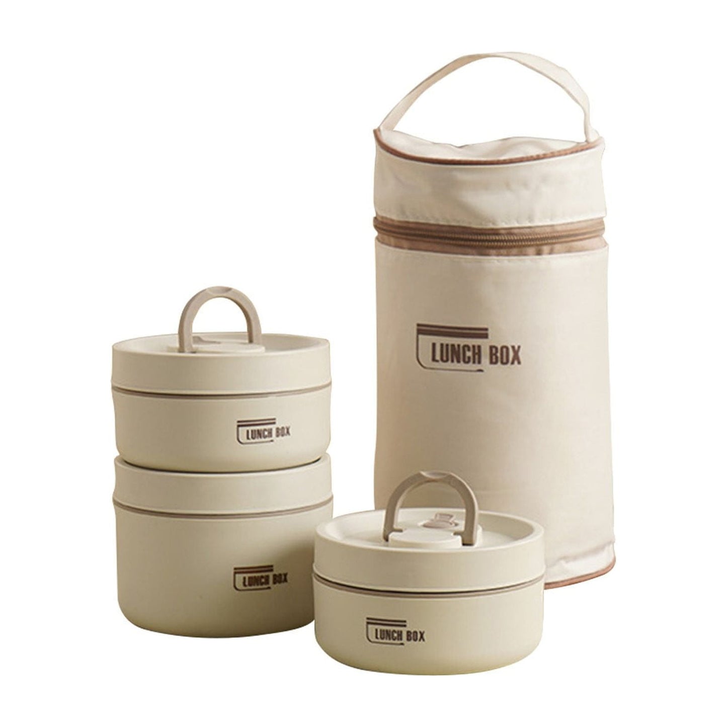 Insulated Lunch Box,Thermo Food Jar for Hot Food,Lunch Containers Wide Mouth Vacuum Insulated Stainless Steel Leakproof Lunch Box,Portable Stainless Steel Food Container,Thermal Food Container,Brown 420ML+620ML Beige